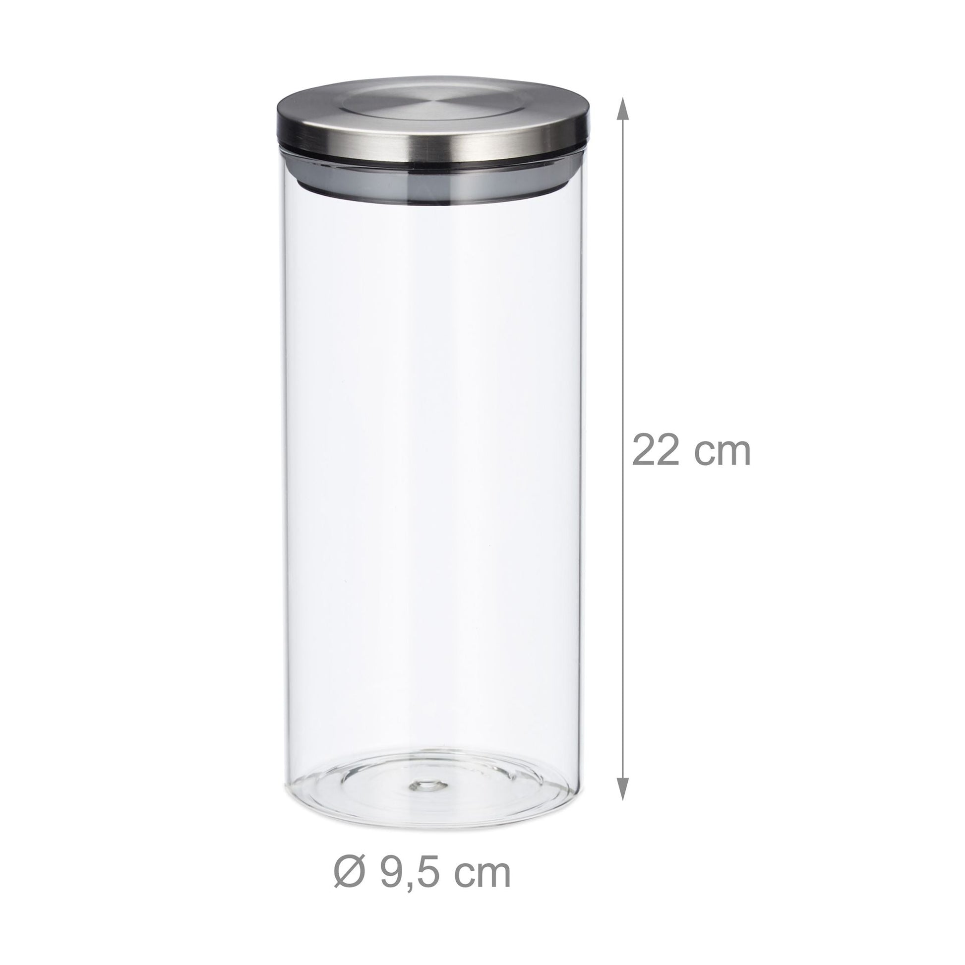 Vorratsglas 3er-Set je 1,3L Silber-Transparent von Relaxdays