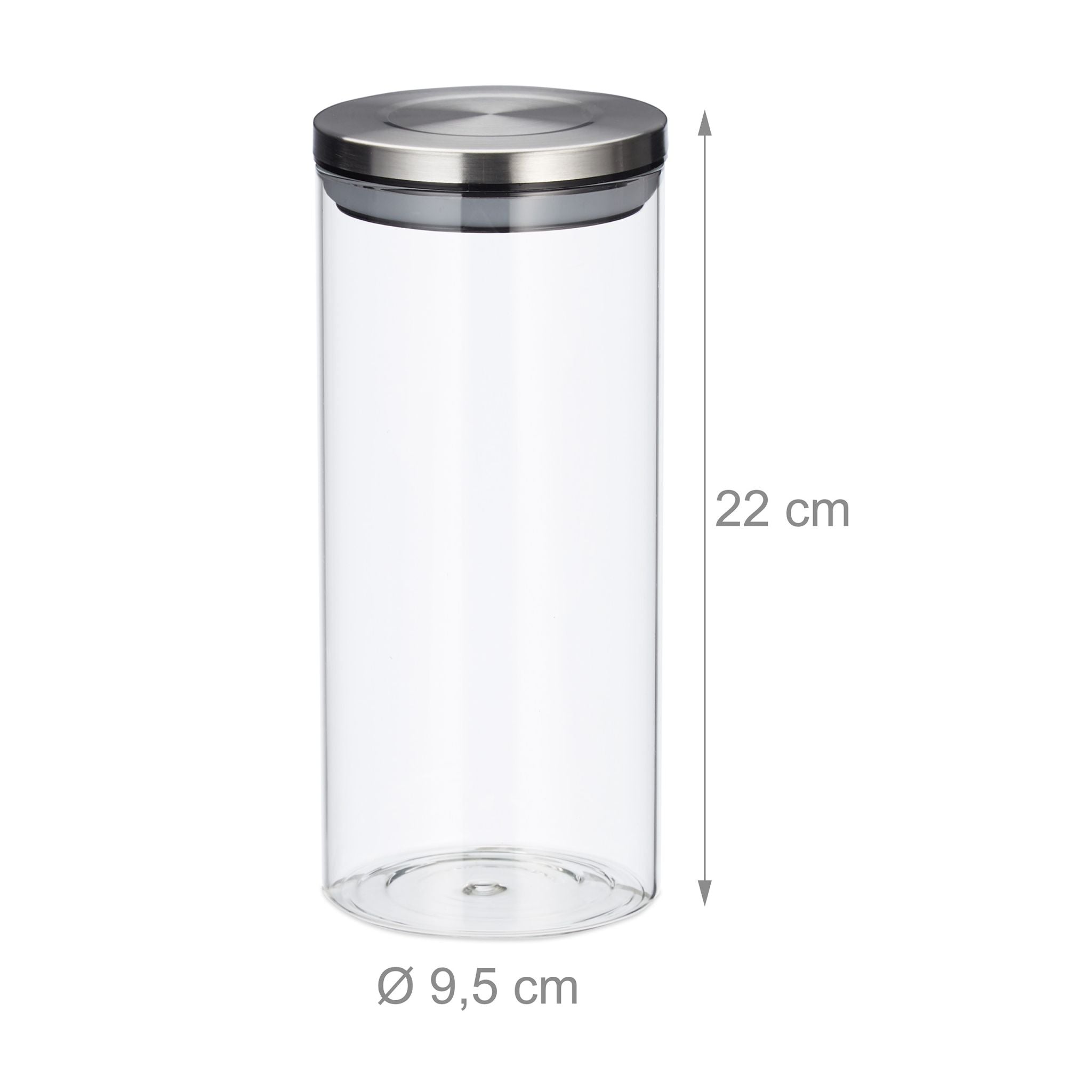 Vorratsglas 3er-Set je 1,3L Silber-Transparent von Relaxdays