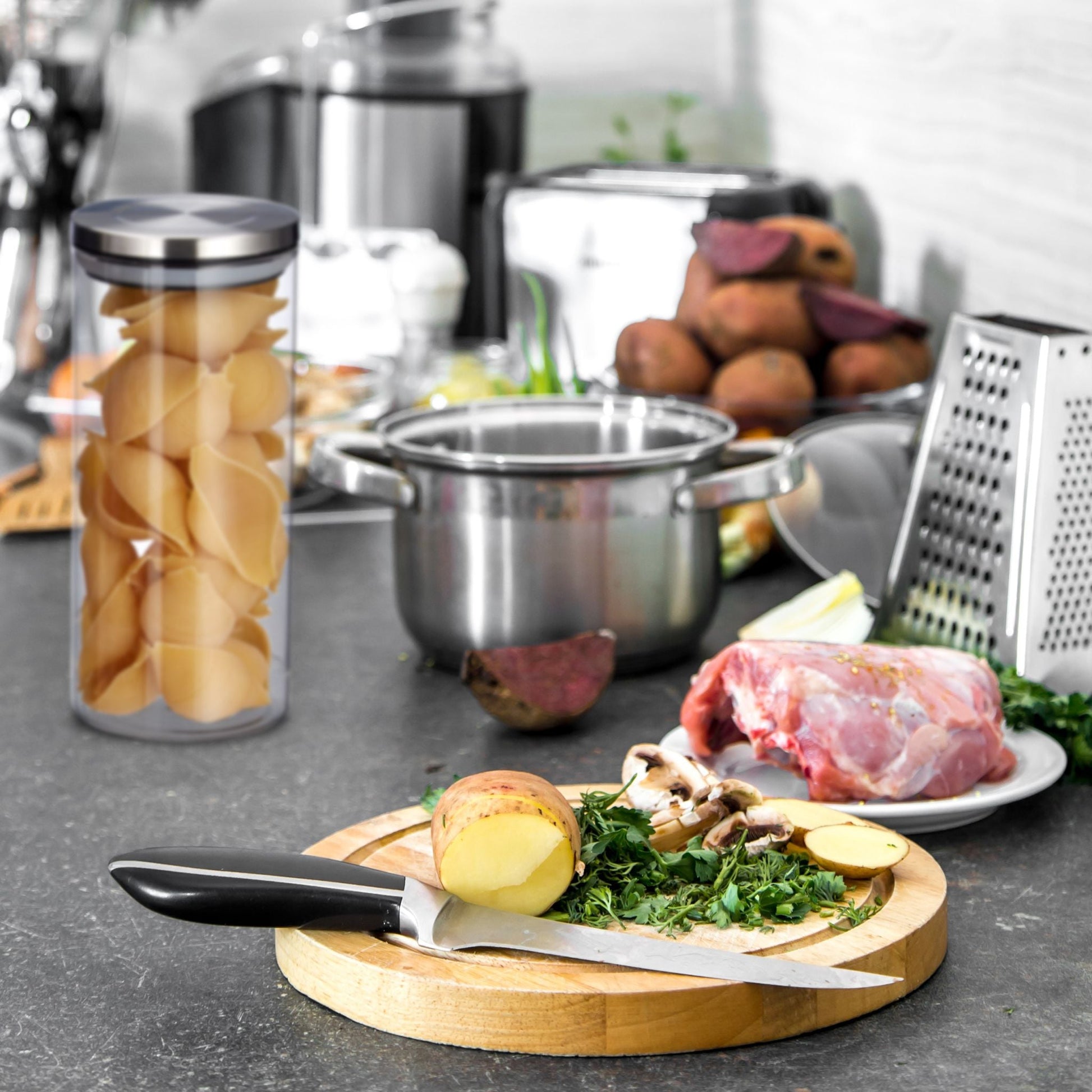 Vorratsglas 3er-Set je 1,3L Silber-Transparent von Relaxdays
