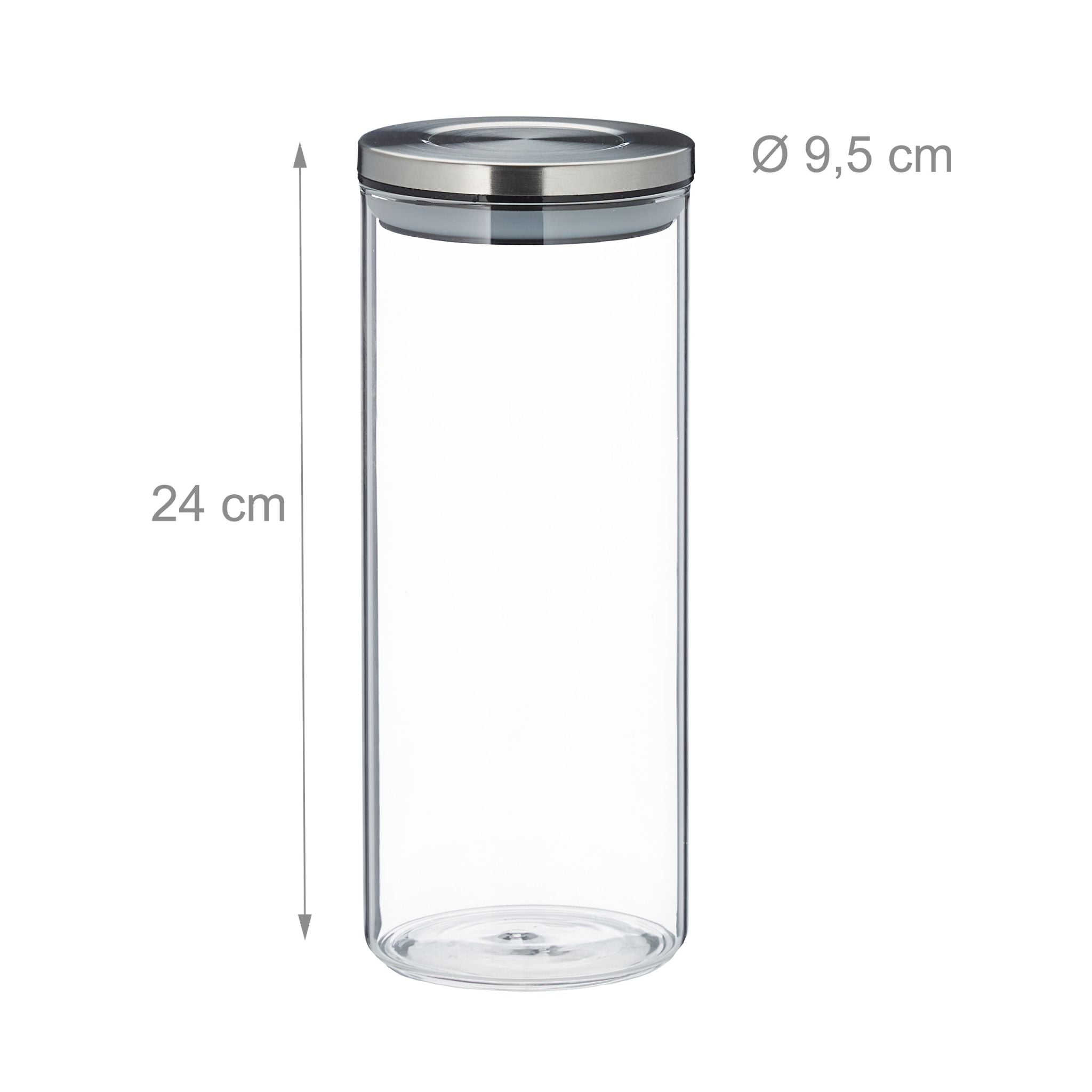 Vorratsglas 3er-Set 1,5L Silber-Transparent