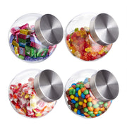Bonbongläser 4er-Set 1,5L Silber-Transparent von Relaxdays
