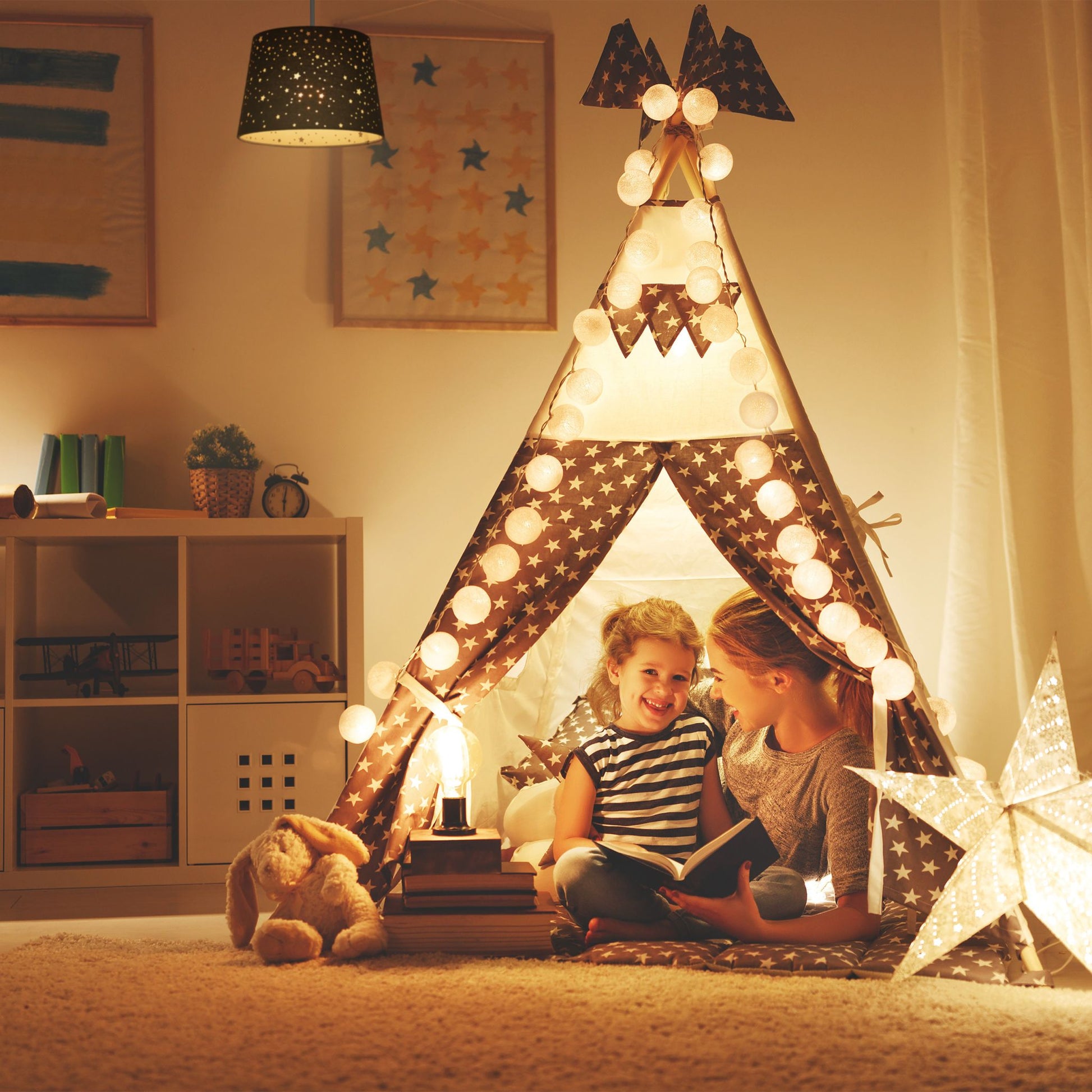 Kinderzimmerlampe Sterne Dunkelblau von Relaxdays