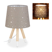 Tischlampe Kinderzimmer Sterne Weiss-Hellbraun-Grau von Relaxdays