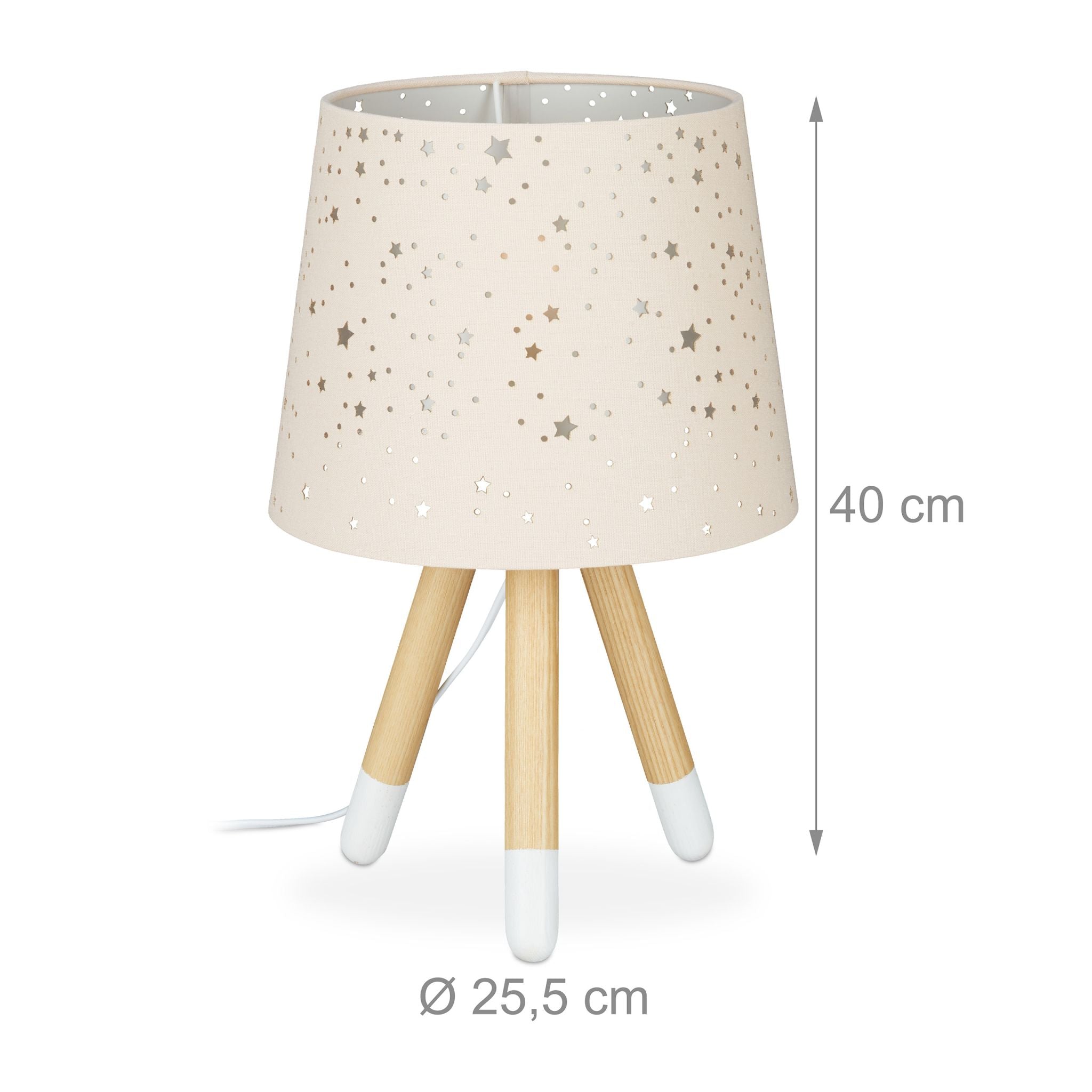 Tischlampe Kinderzimmer Sterne Weiss-Hellbraun-Rosa von Relaxdays