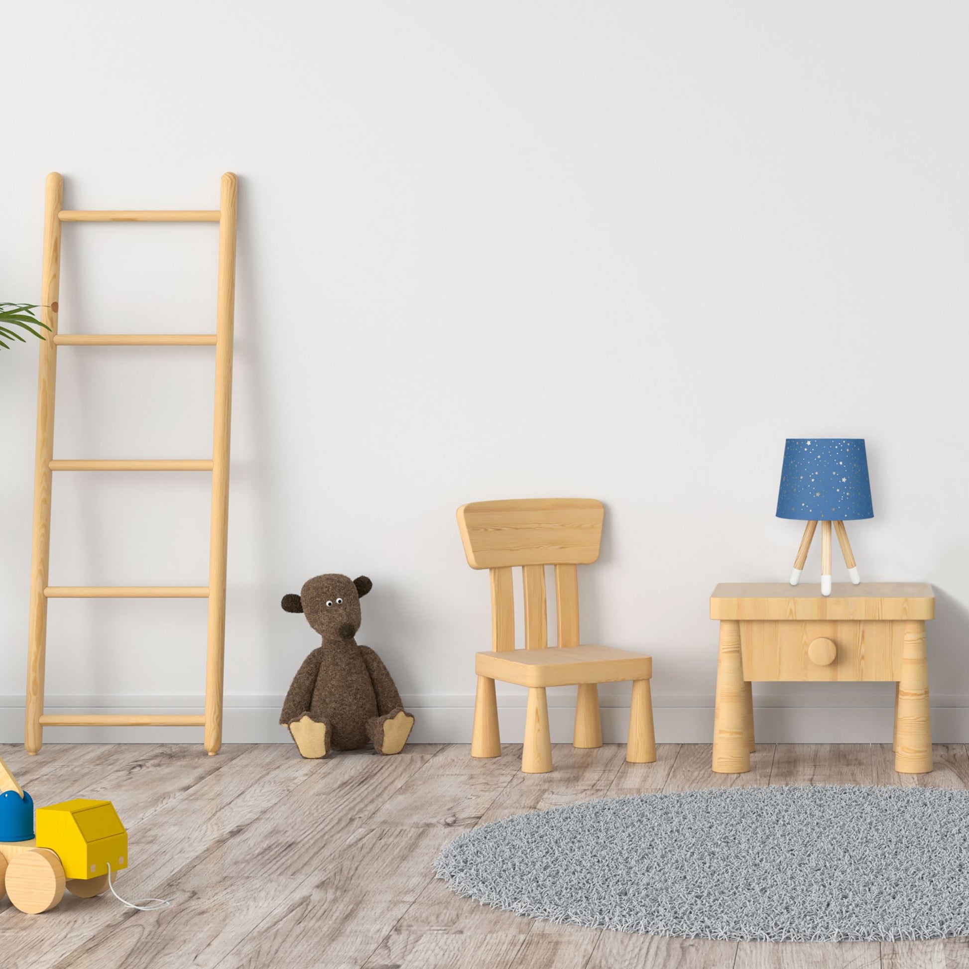 Tischlampe Kinderzimmer Sterne Weiss-Hellbraun-Rosa von Relaxdays