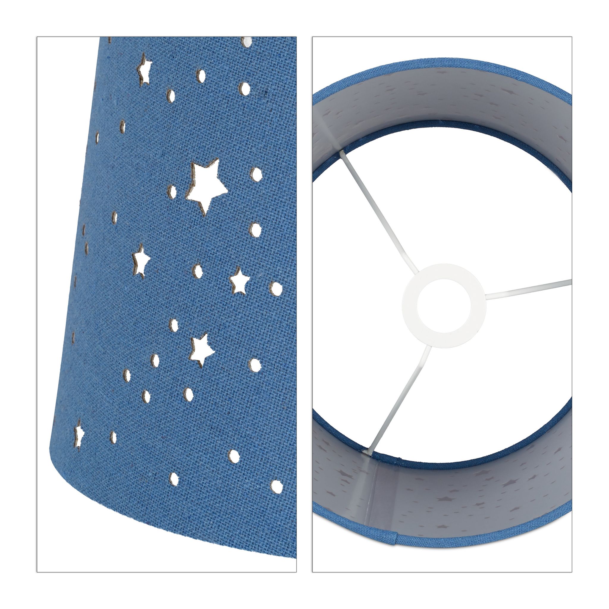 Tischlampe Kinderzimmer Sterne Weiss-Dunkelblau-Hellbraun von Relaxdays