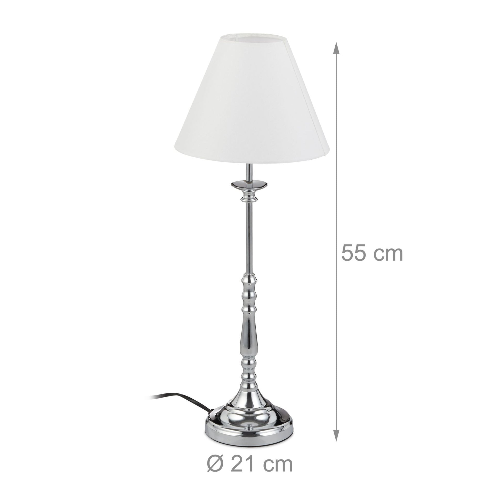 Vintage Tischlampe Weiss-Silber von Relaxdays