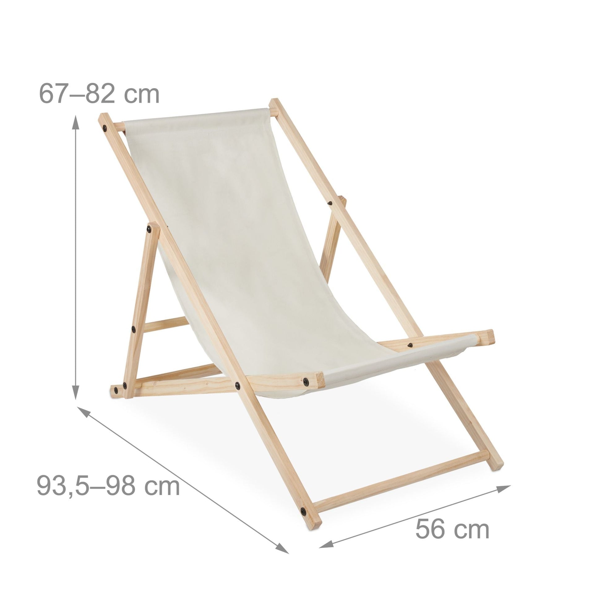 Liegestuhl Holz klappbar Creme-Hellbraun von Relaxdays