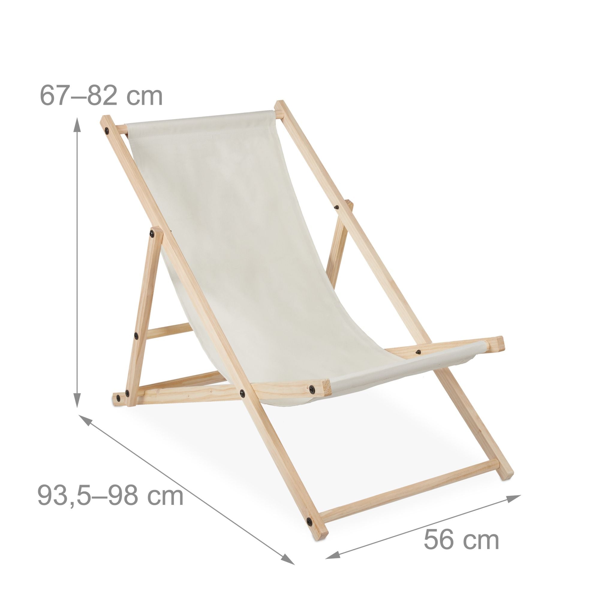 Liegestuhl Holz klappbar Creme-Hellbraun von Relaxdays