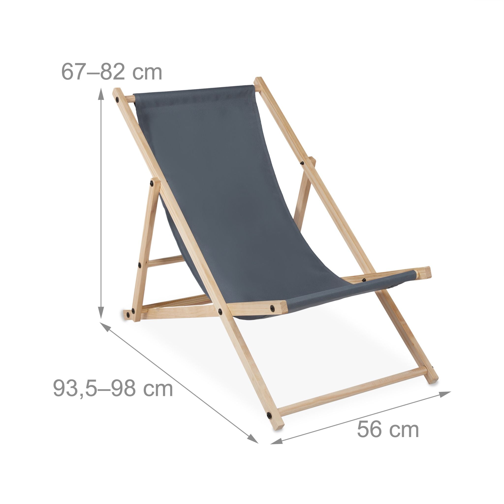 Liegestuhl Holz klappbar Anthrazit-Hellbraun von Relaxdays