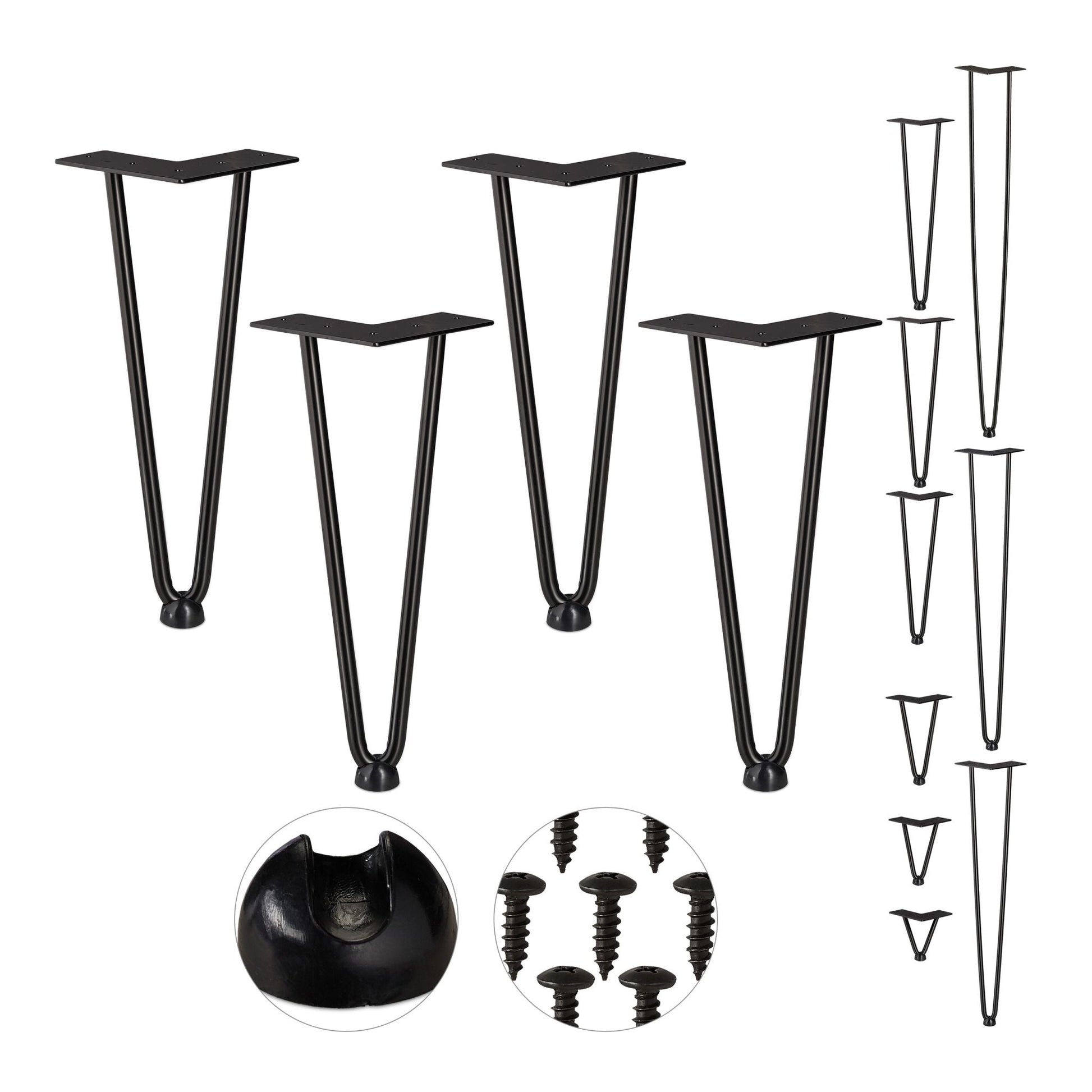 Hairpin Legs mit 2 Streben 4er-Set Schwarz von Relaxdays