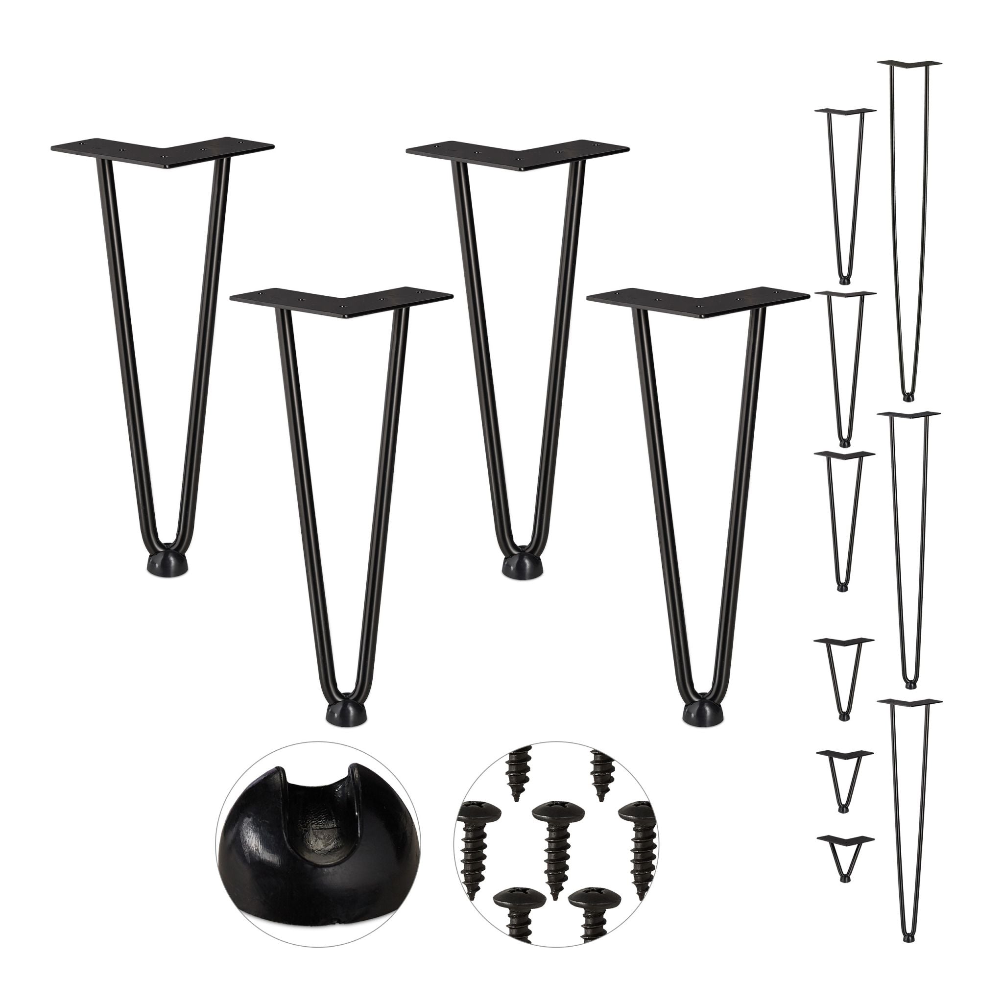 Hairpin Legs mit 2 Streben 4er-Set Schwarz von Relaxdays