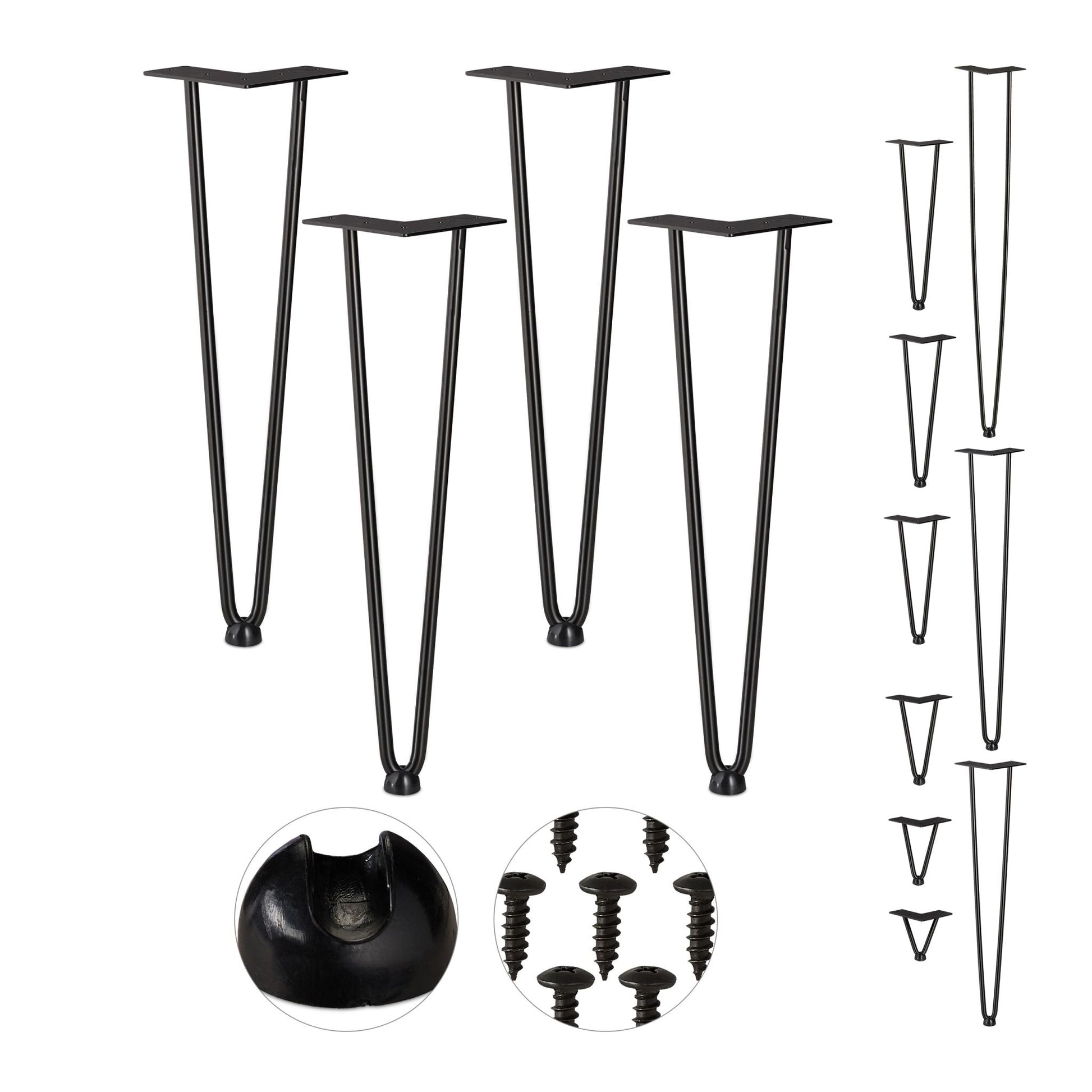 Hairpin Legs mit 2 Streben 4er-Set Schwarz von Relaxdays