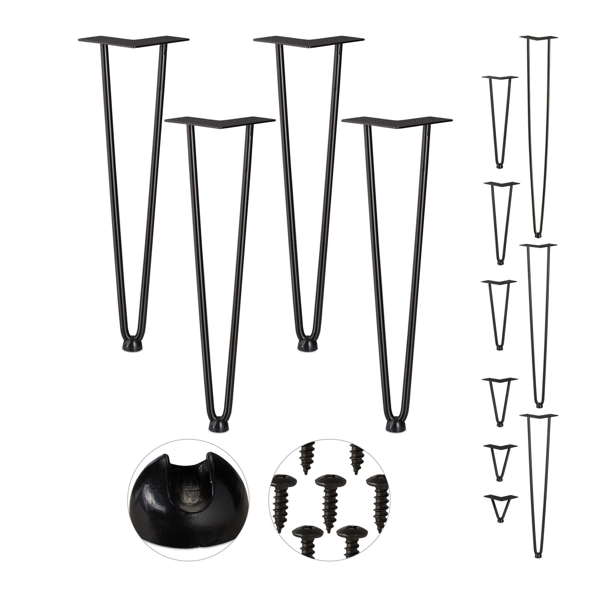 Hairpin Legs mit 2 Streben 4er-Set Schwarz von Relaxdays