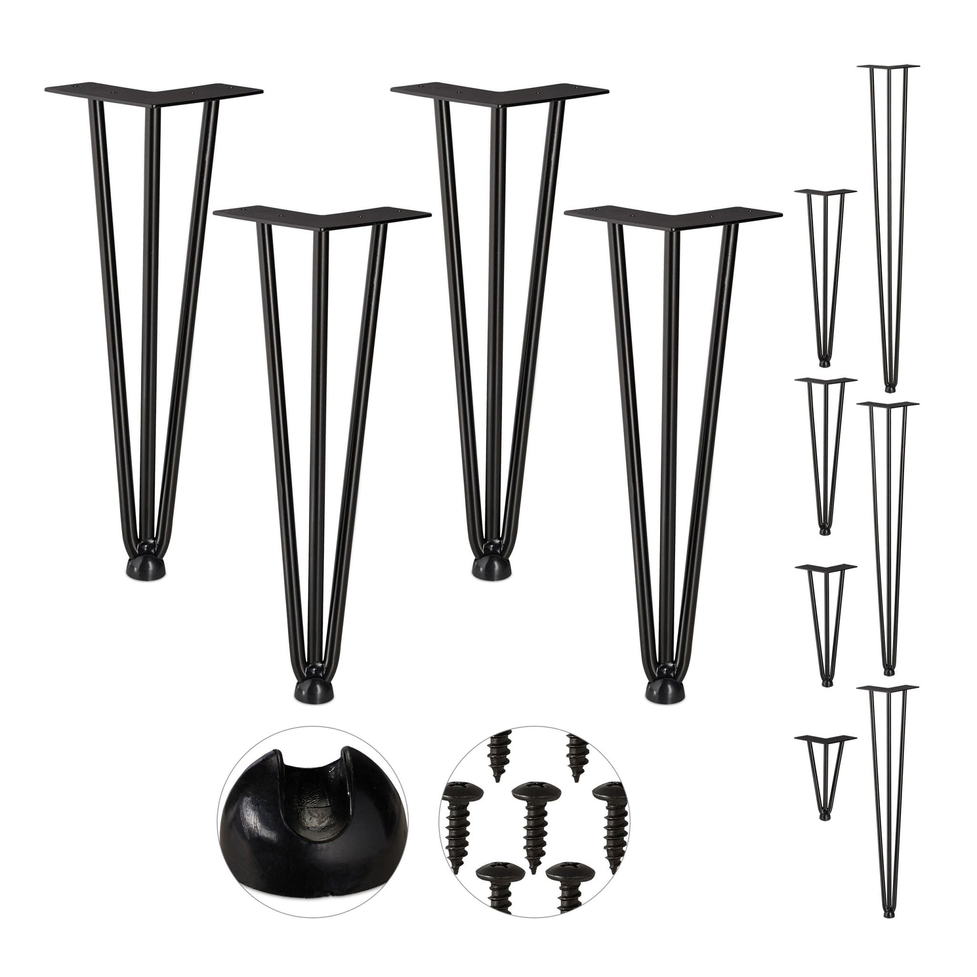 Hairpin Legs mit 3 Streben 4er-Set Schwarz von Relaxdays