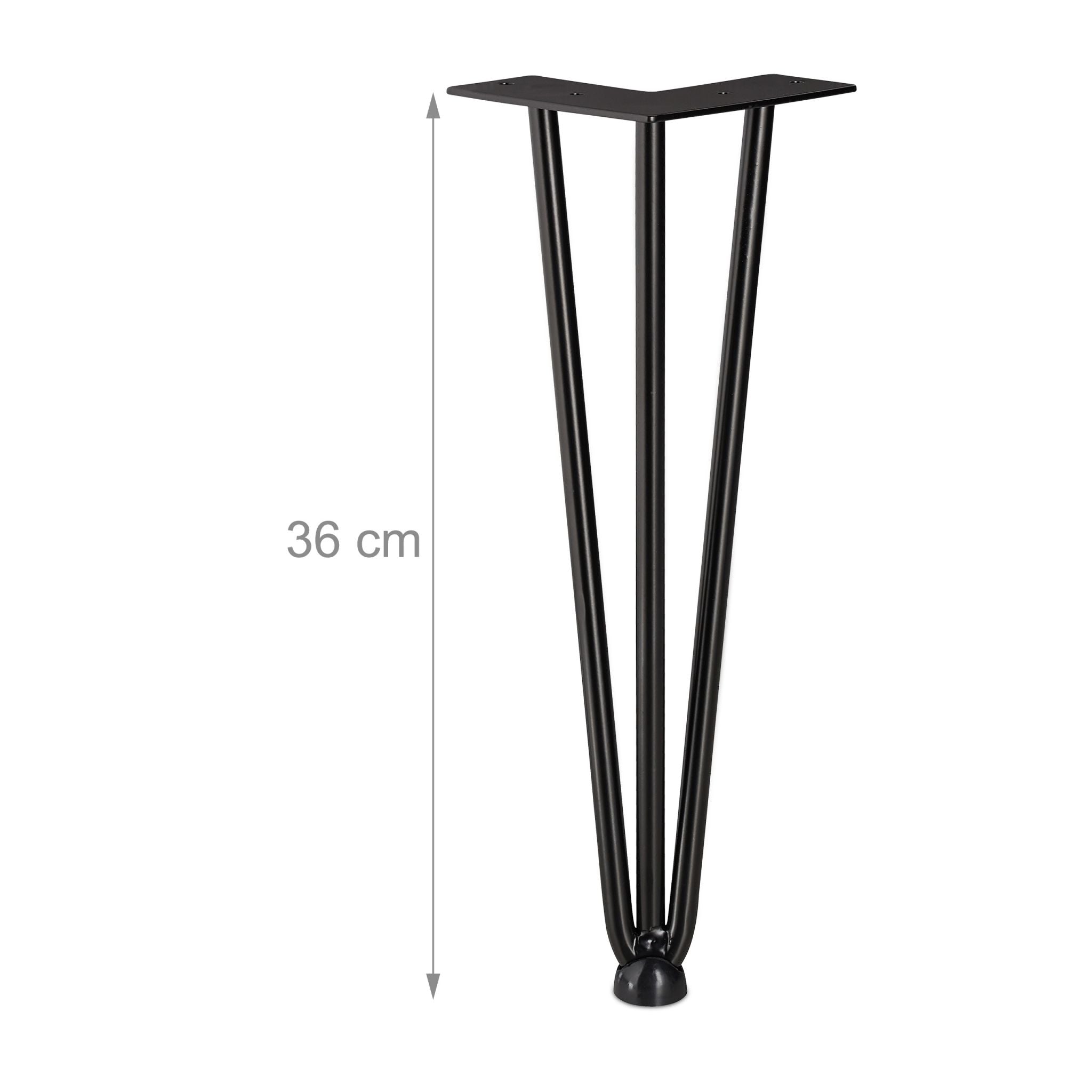 Hairpin Legs mit 3 Streben 4er-Set Schwarz von Relaxdays