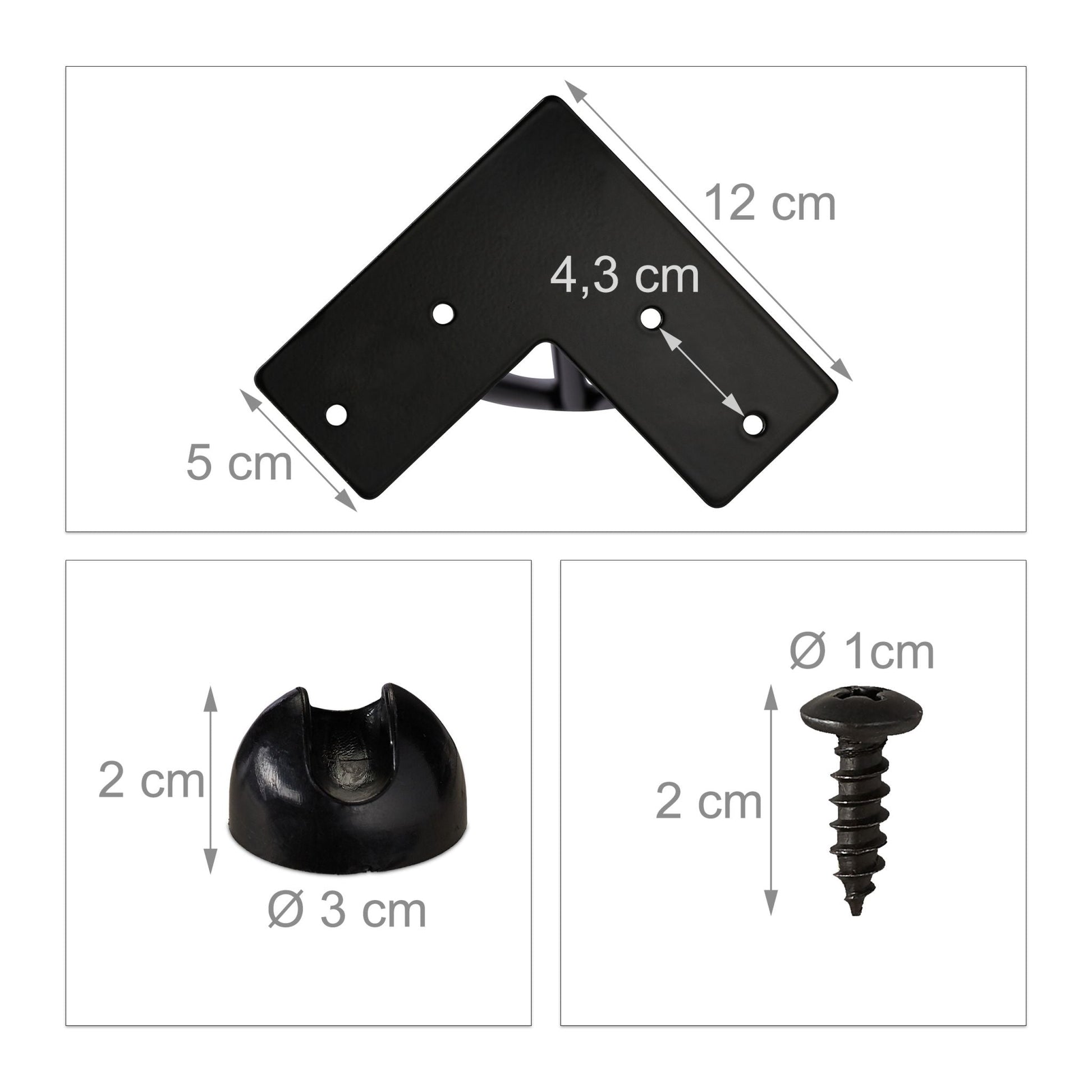 Hairpin Legs mit 3 Streben 4er-Set Schwarz von Relaxdays