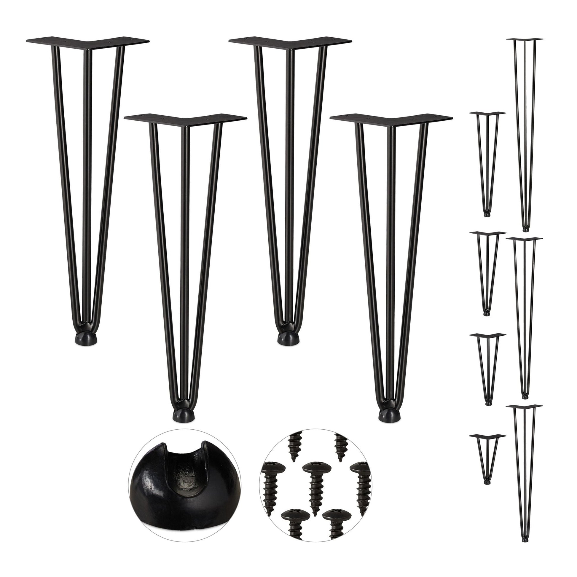 Hairpin Legs mit 3 Streben 4er-Set Schwarz von Relaxdays