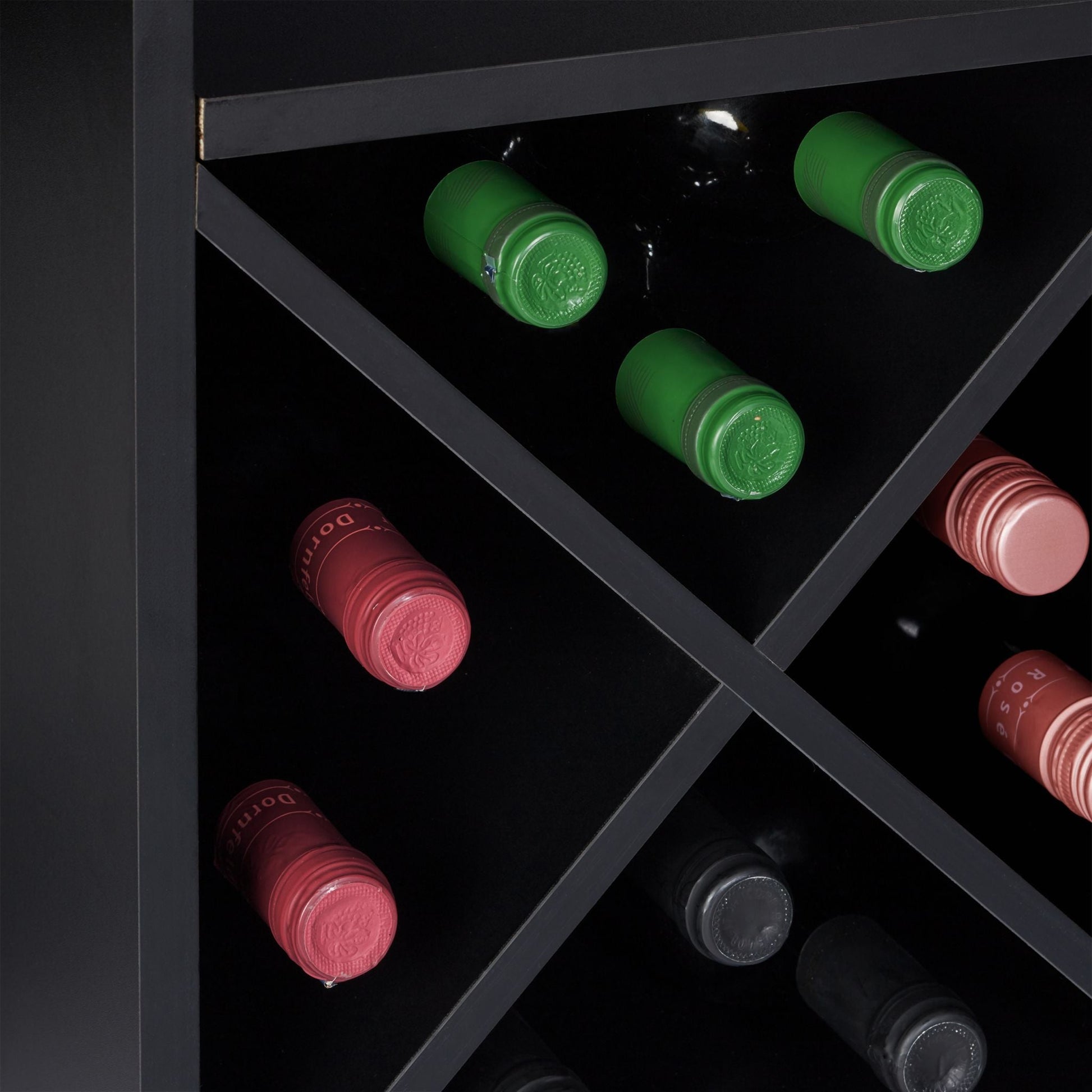 Grosses Weinregal mit Weinglashalter Schwarz-Silber von Relaxdays