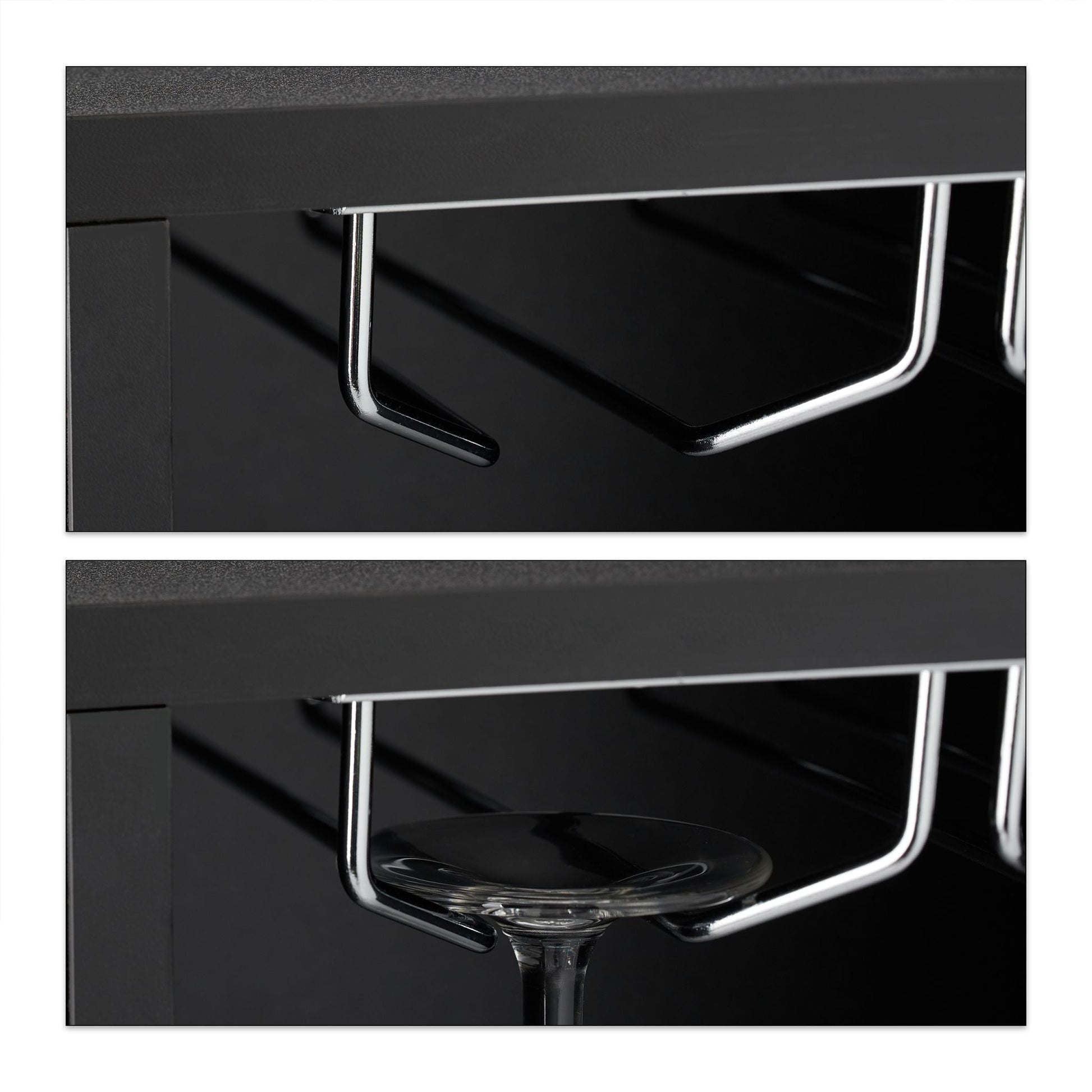 Grosses Weinregal mit Weinglashalter Schwarz-Silber von Relaxdays