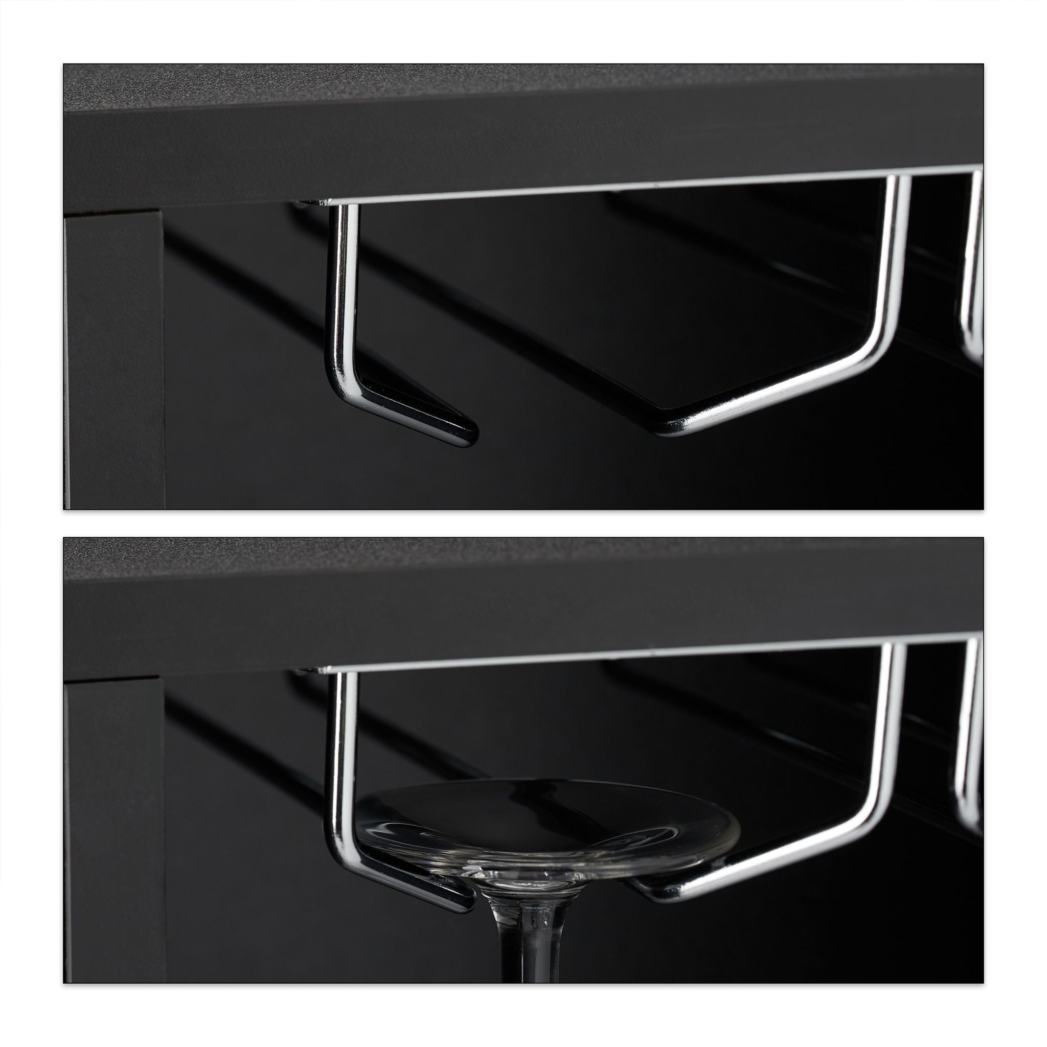 Grosses Weinregal mit Weinglashalter Schwarz-Silber von Relaxdays