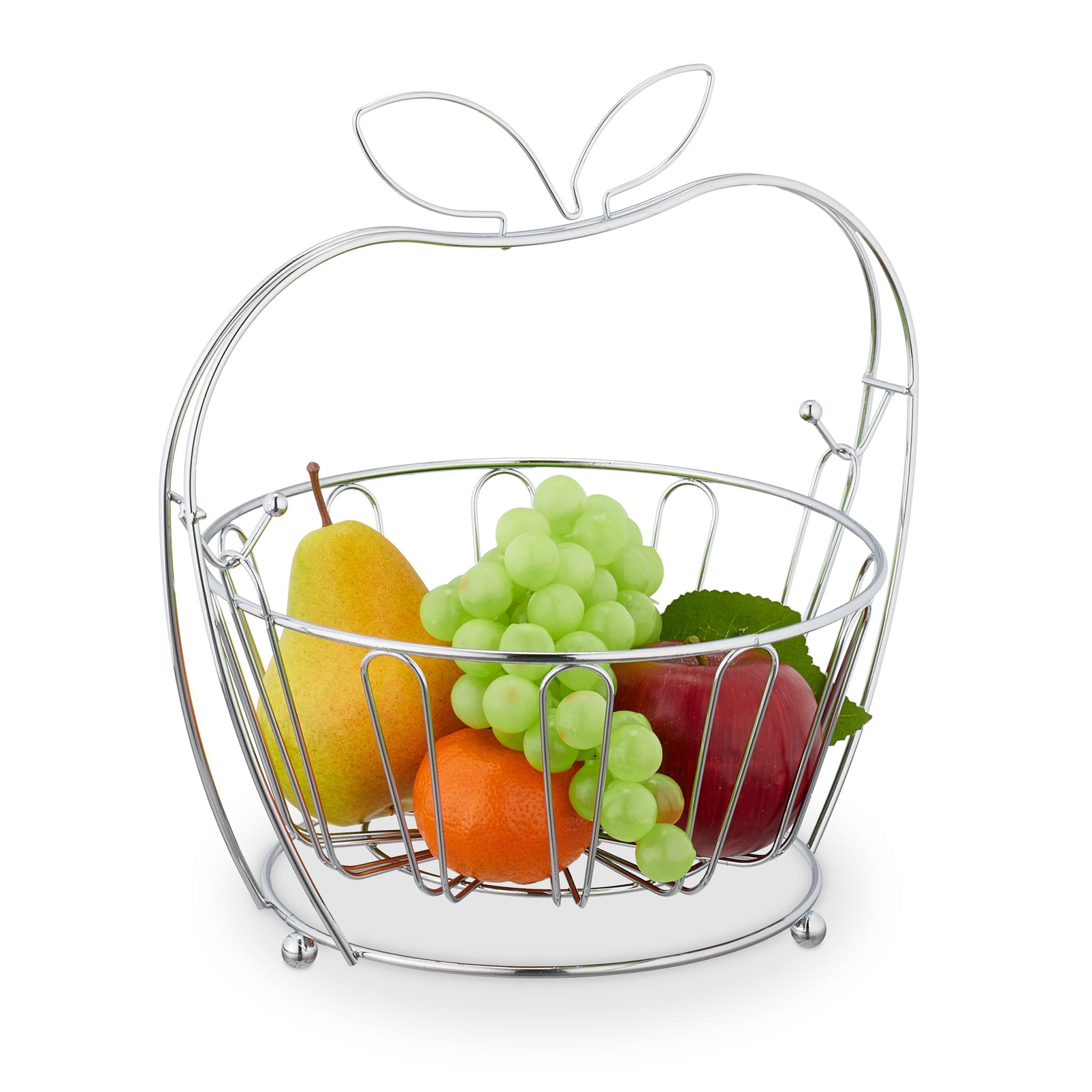 Obstschale Apfel Metall Silber von Relaxdays