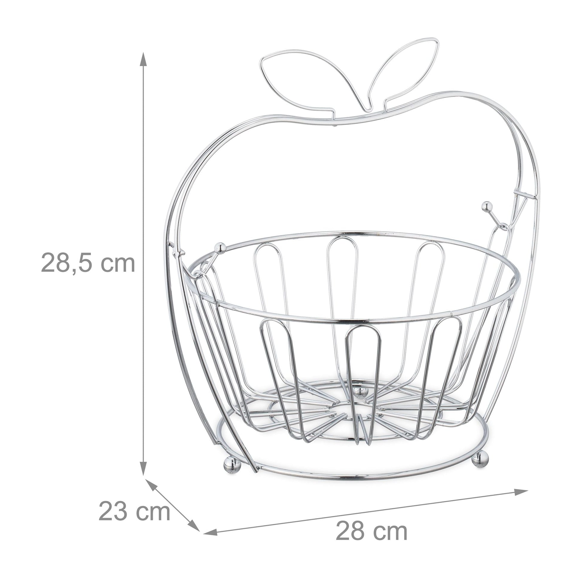 Obstschale Apfel Metall Silber von Relaxdays