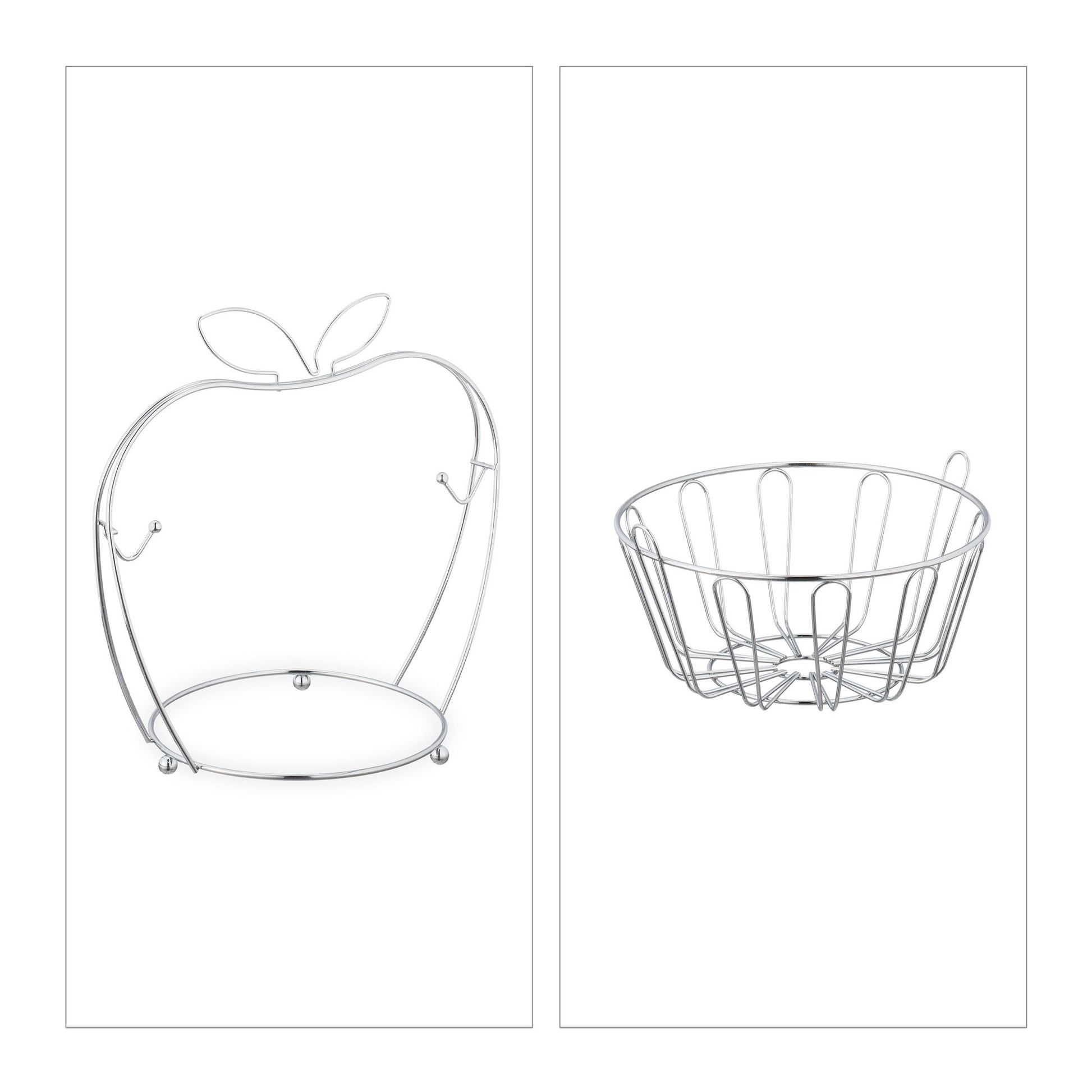 Obstschale Apfel Metall Silber von Relaxdays