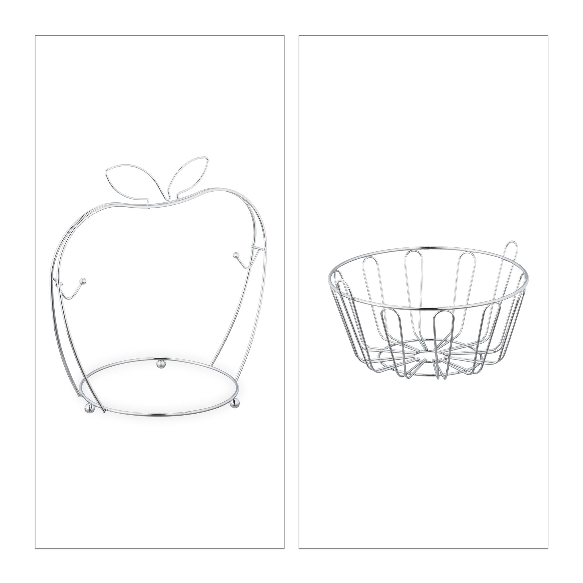 Obstschale Apfel Metall Silber von Relaxdays