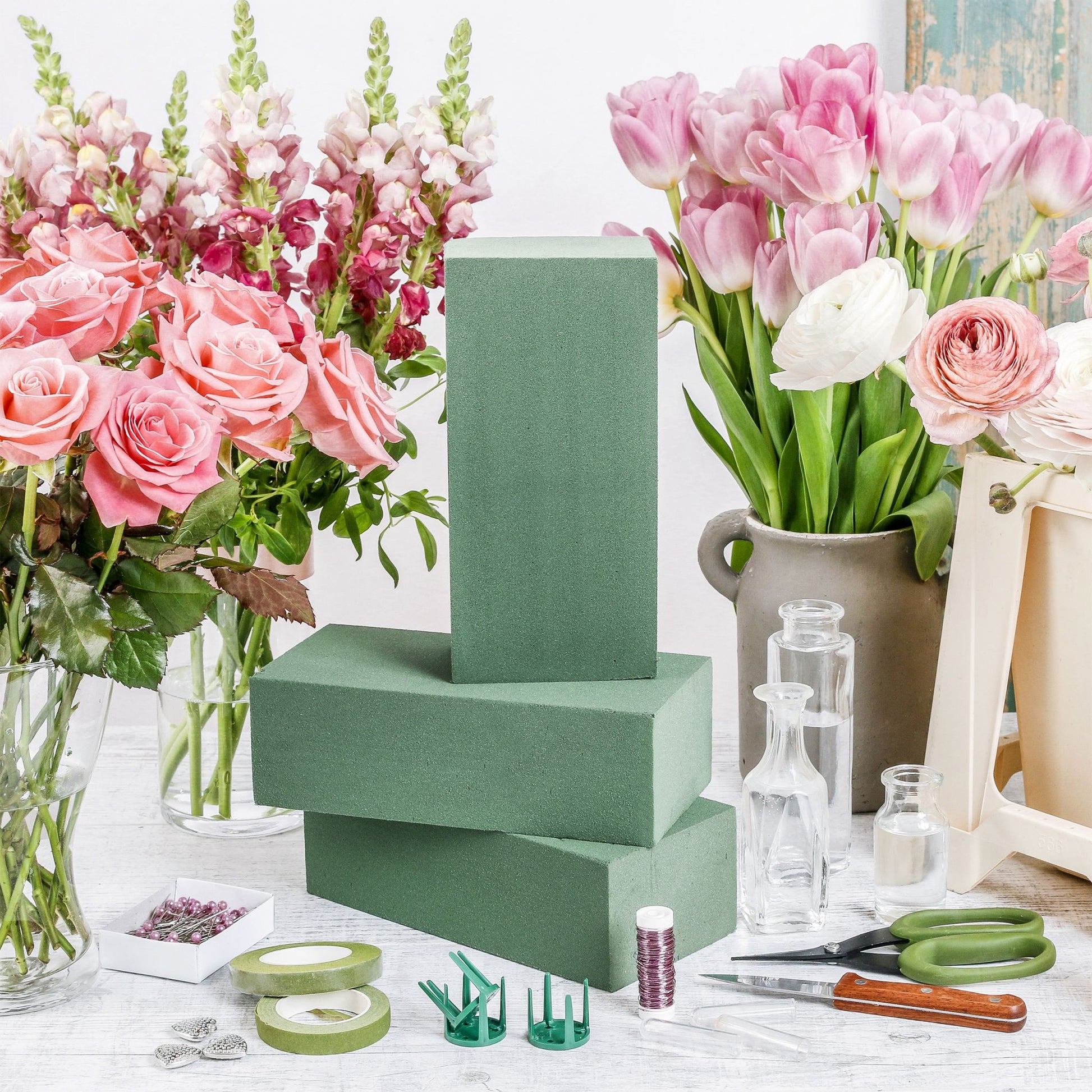 Steckschaum für Frischblumen 3er-Set Dunkelgrün von Relaxdays