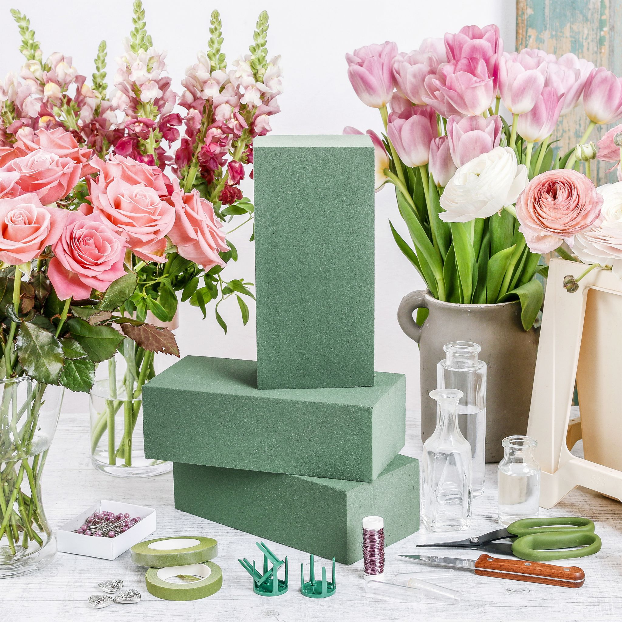 Steckschaum für Frischblumen 3er-Set Dunkelgrün von Relaxdays