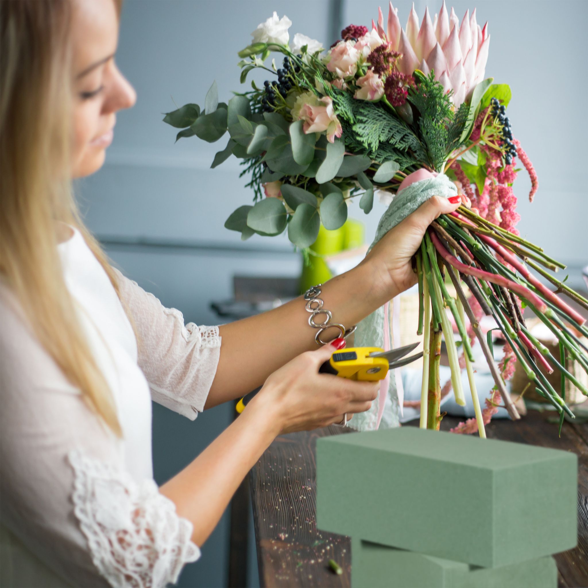 Steckschaum für Frischblumen 3er-Set Dunkelgrün von Relaxdays