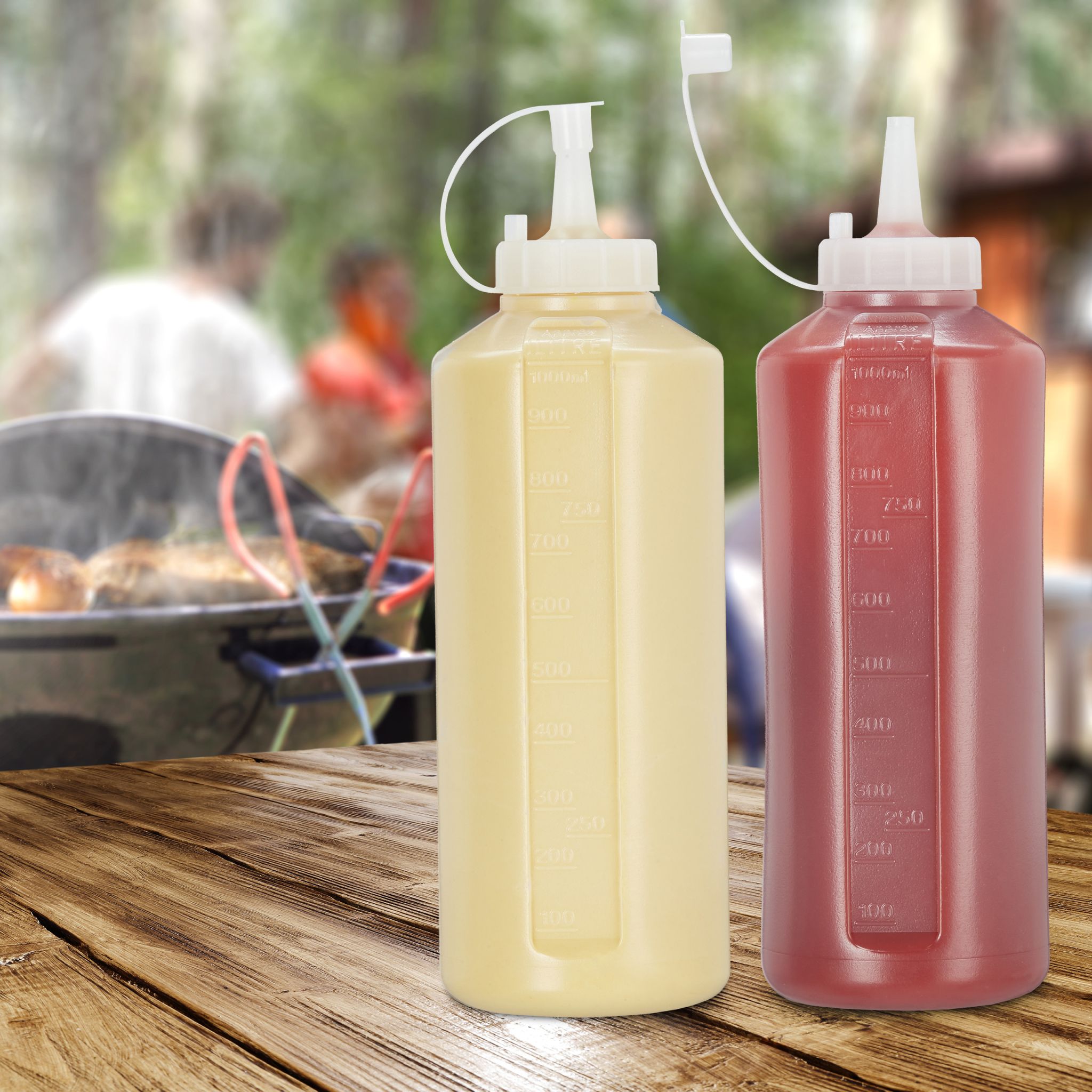 Quetschflasche 1000ml 4er-Set Transparent