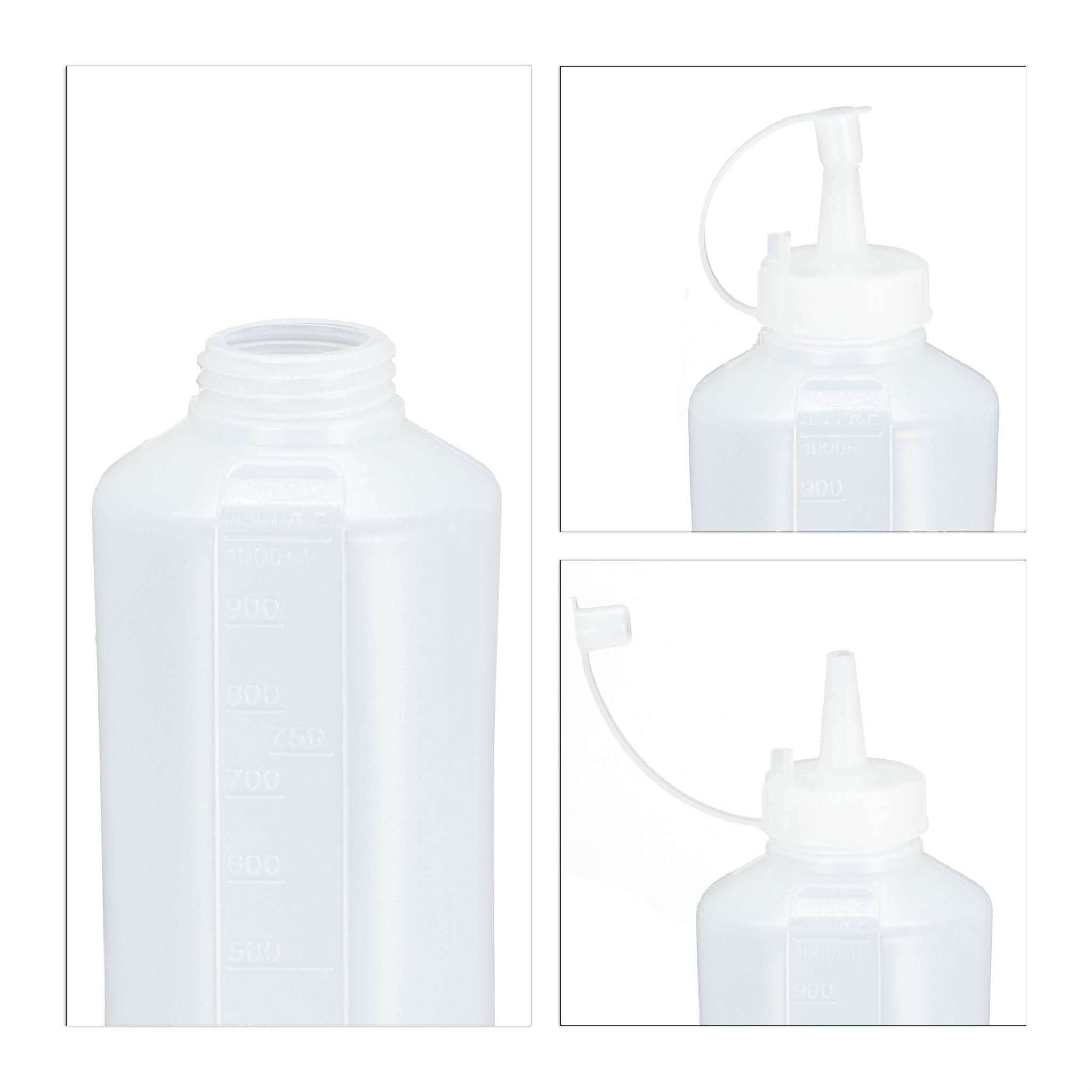 Quetschflasche 1000ml 4er-Set Transparent
