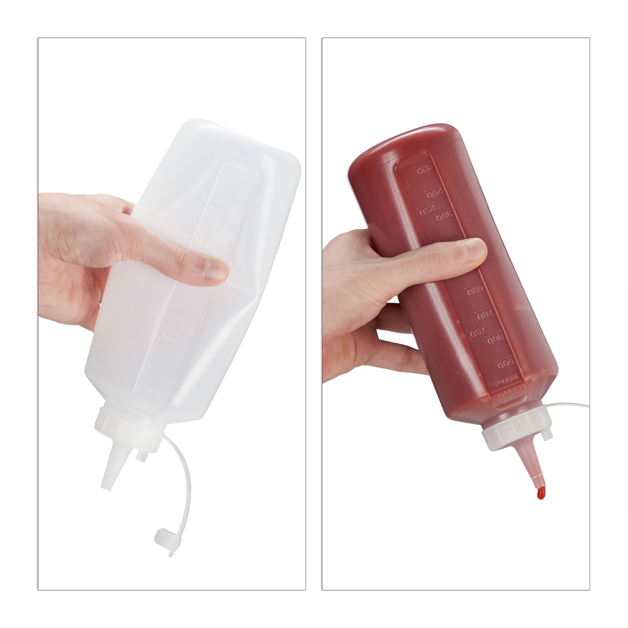 Quetschflasche 1000ml 4er-Set Transparent