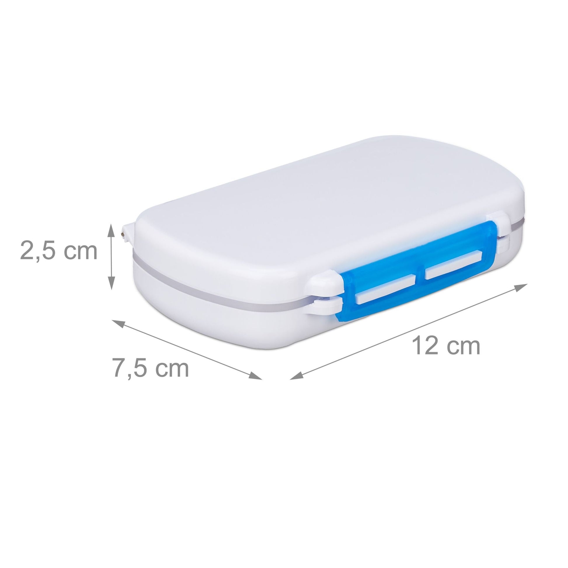 Tablettendose 6 Fächer 3er-Set Weiss-Blau von Relaxdays