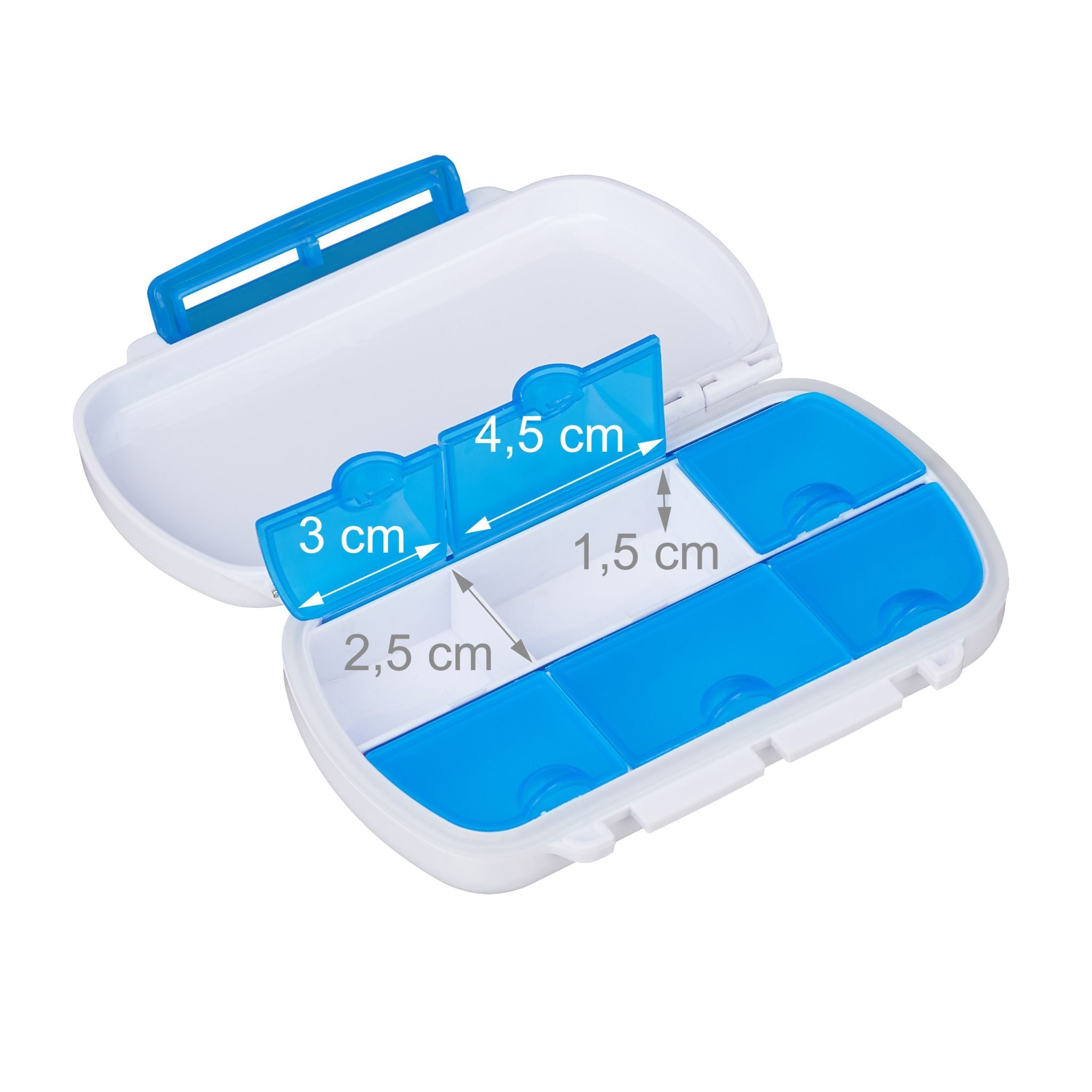 Tablettendose 6 Fächer 3er-Set Weiss-Blau von Relaxdays