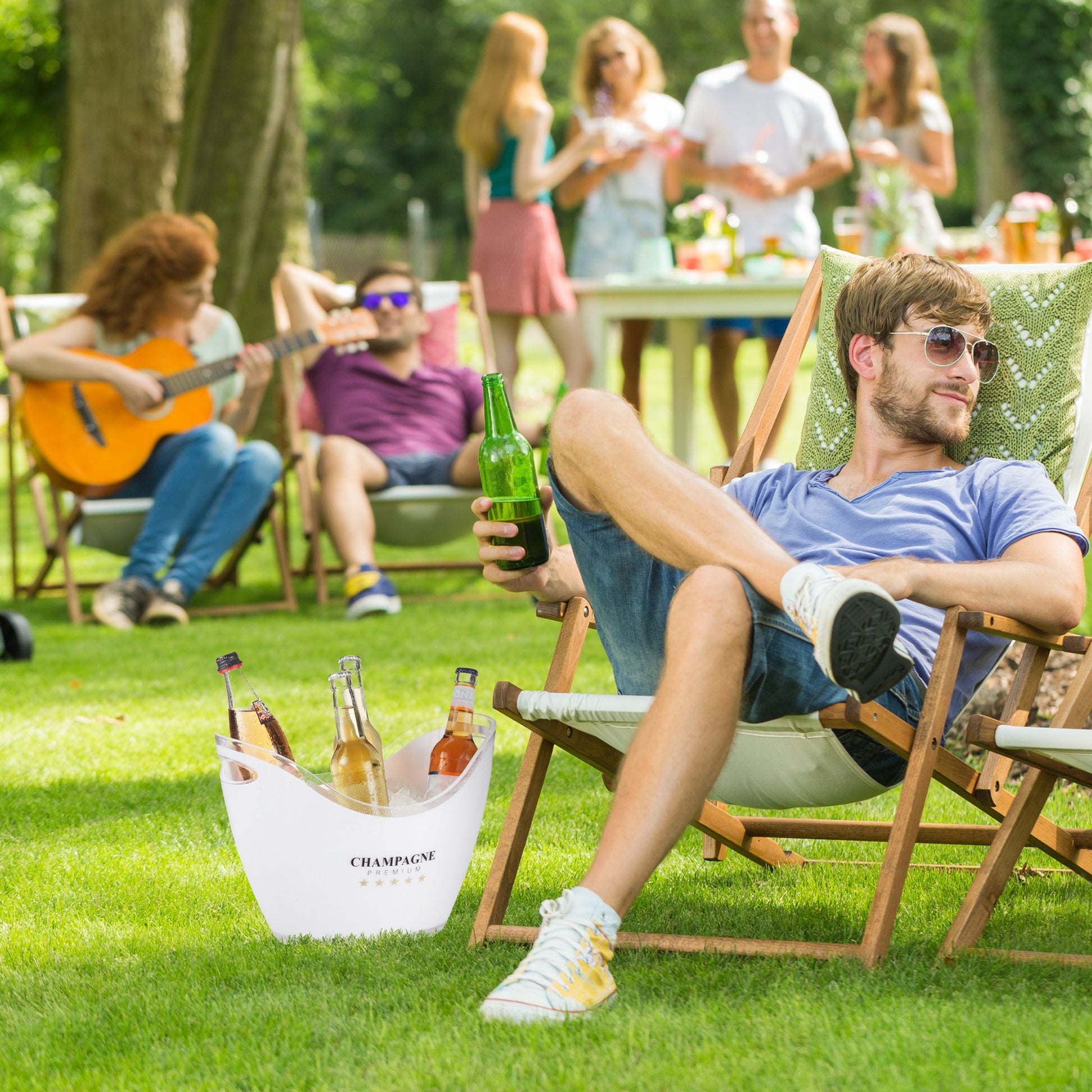 Sektkühler 6L Weiss-Transparent von Relaxdays