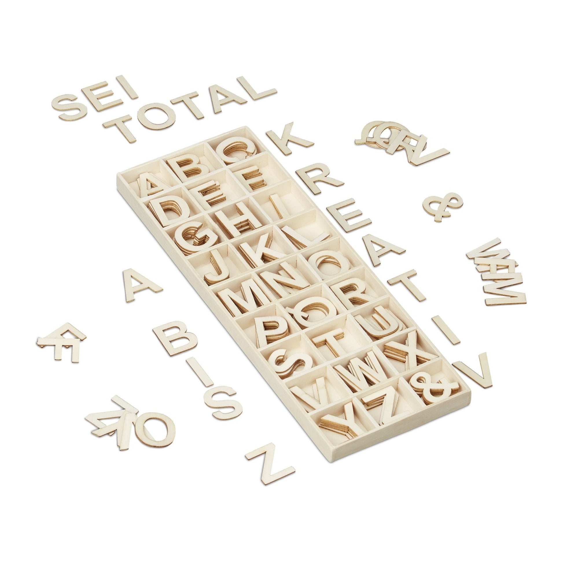 Holzbuchstaben 162er-Set Beige von Relaxdays