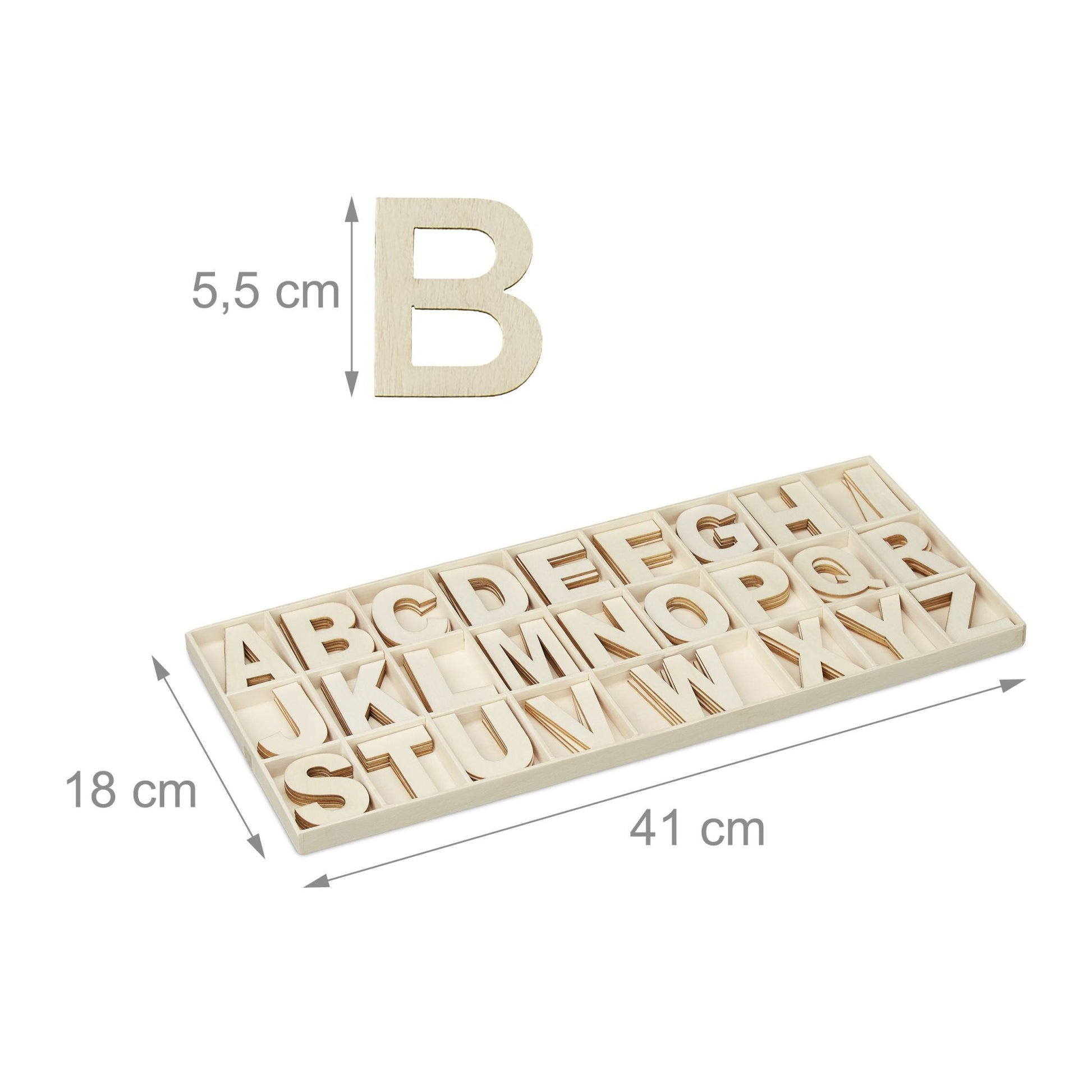 Holzbuchstaben XL 104er-Set Beige von Relaxdays