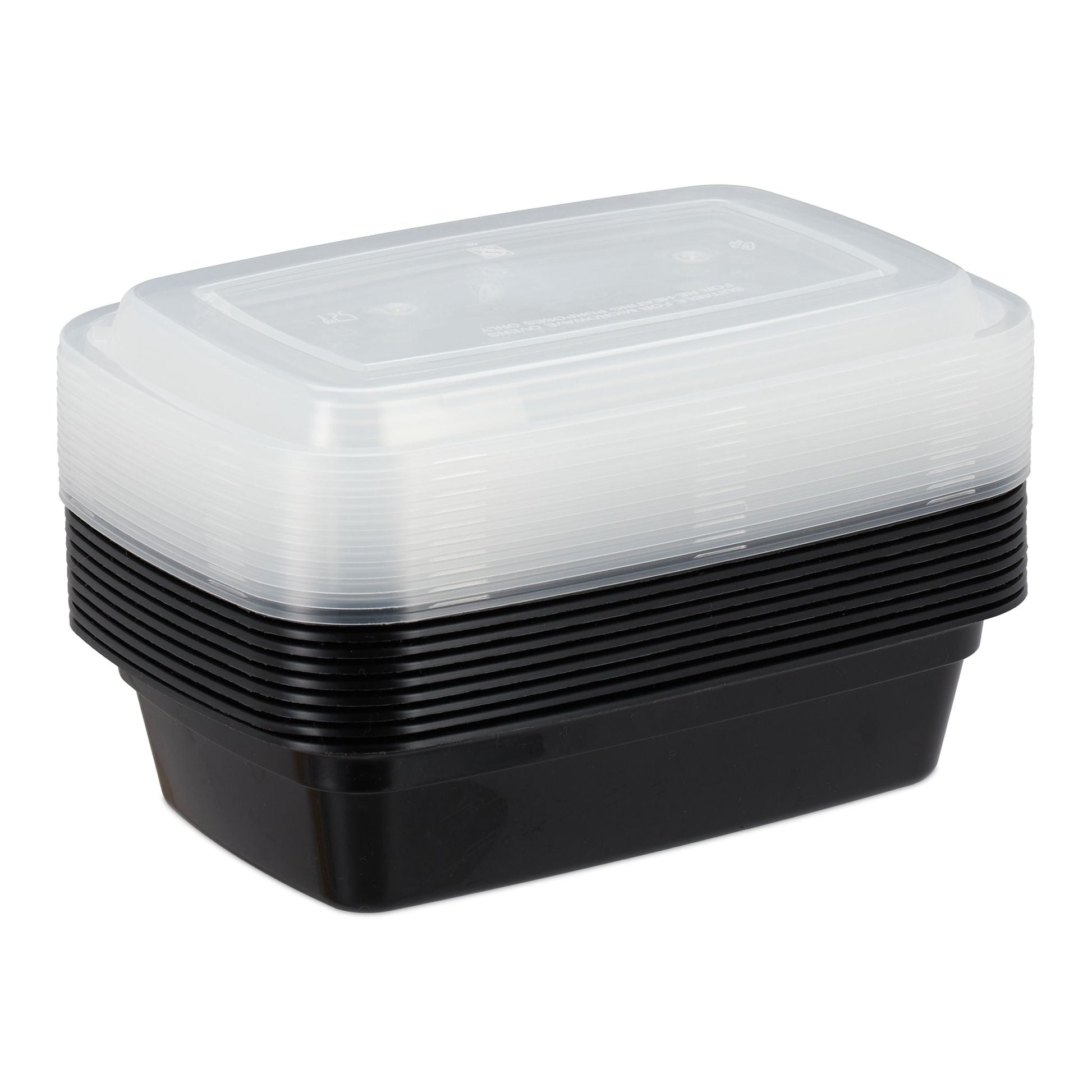 Meal Prep Boxen 1 Fach 10er-Set Schwarz-Transparent von Relaxdays