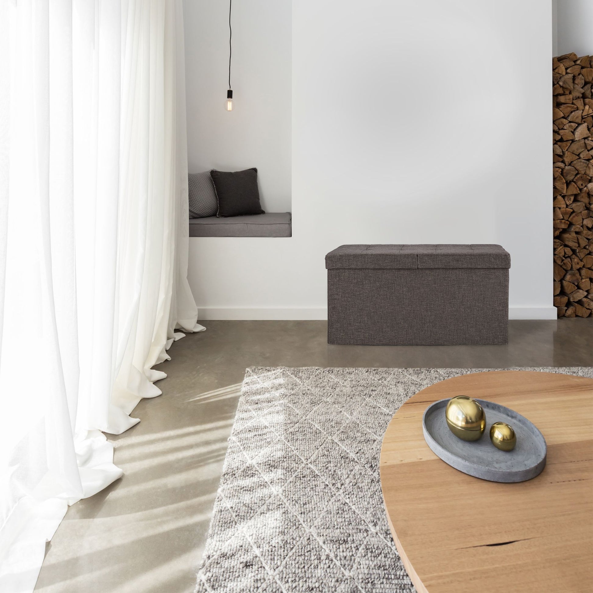 Sitzbank mit klappbarem Deckel Braun von Relaxdays