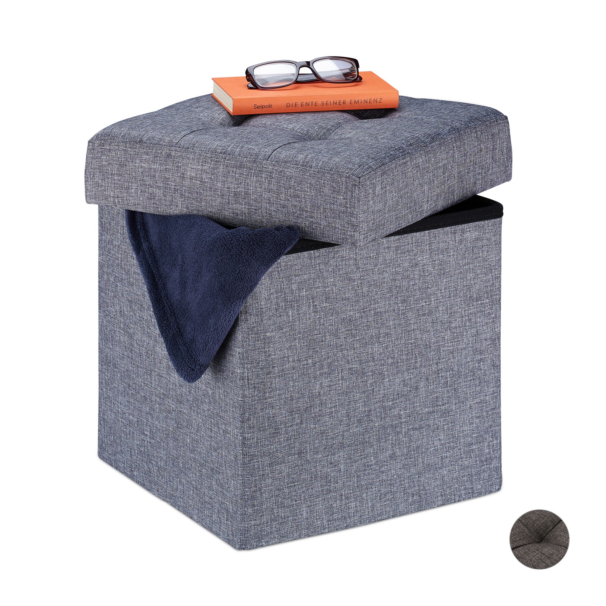 Sitzhocker mit Stauraum Grau von Relaxdays