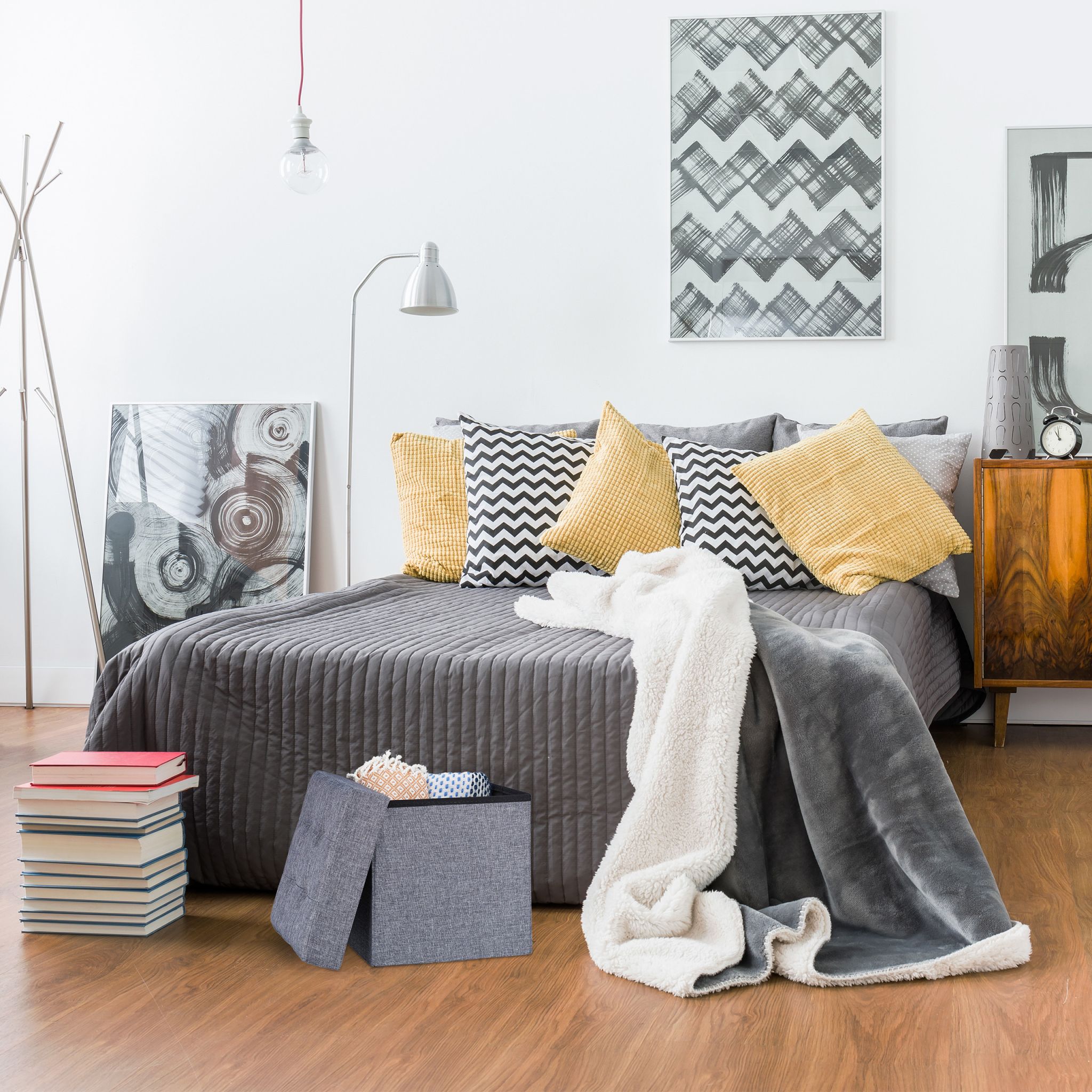 Sitzhocker mit Stauraum Grau von Relaxdays