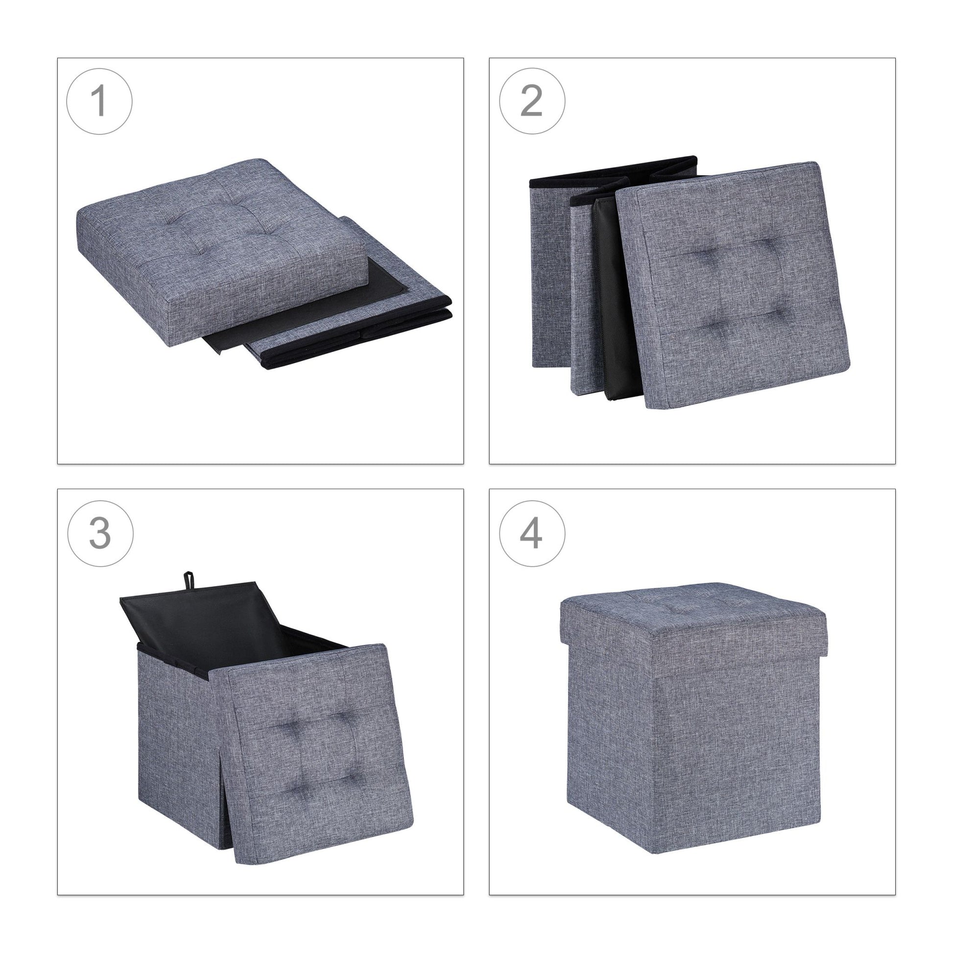 Sitzhocker mit Stauraum Grau von Relaxdays