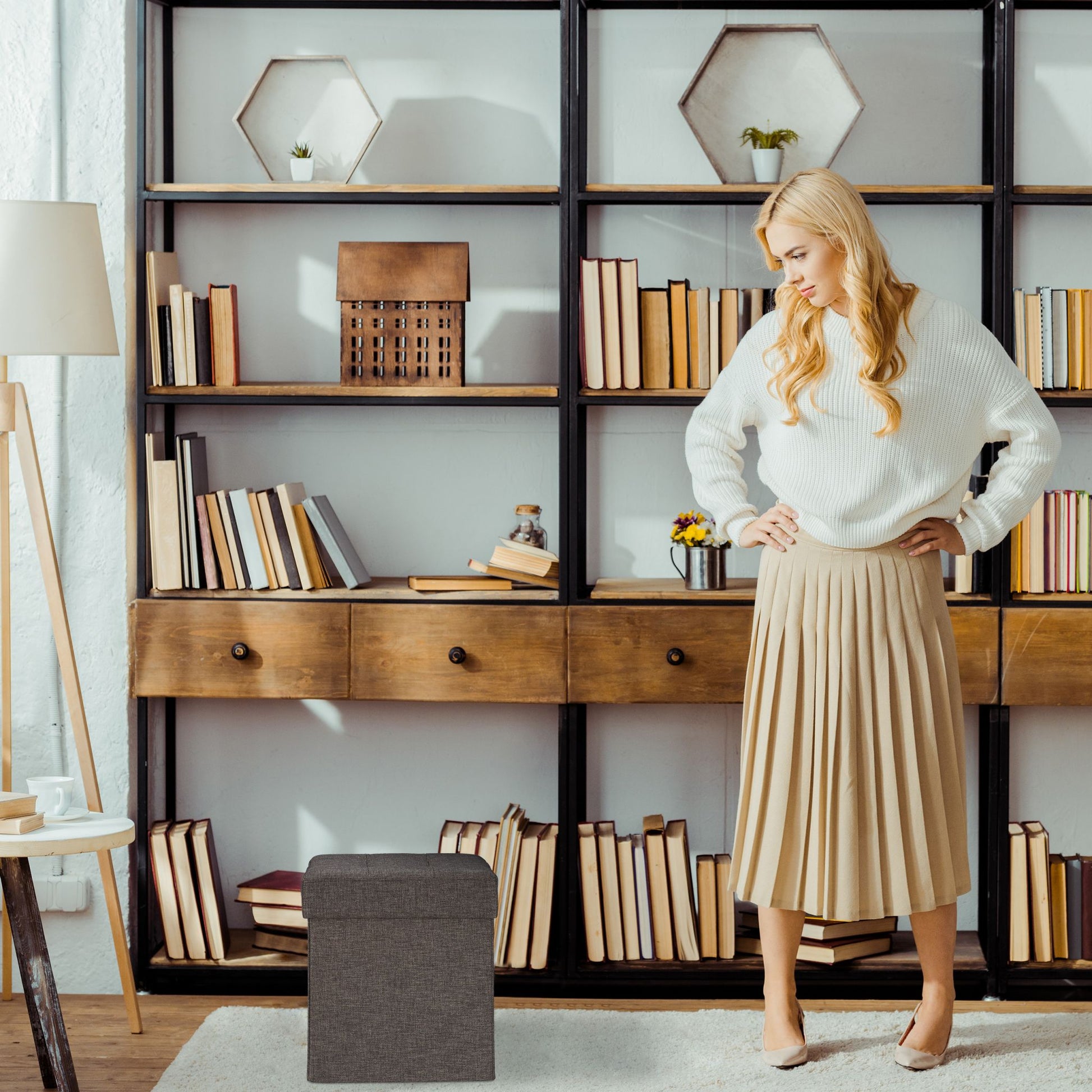 Sitzhocker mit Stauraum Braun von Relaxdays