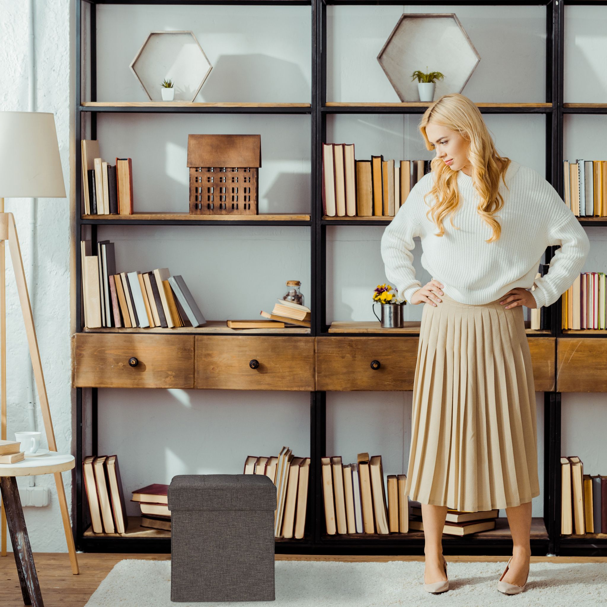 Sitzhocker mit Stauraum Braun von Relaxdays