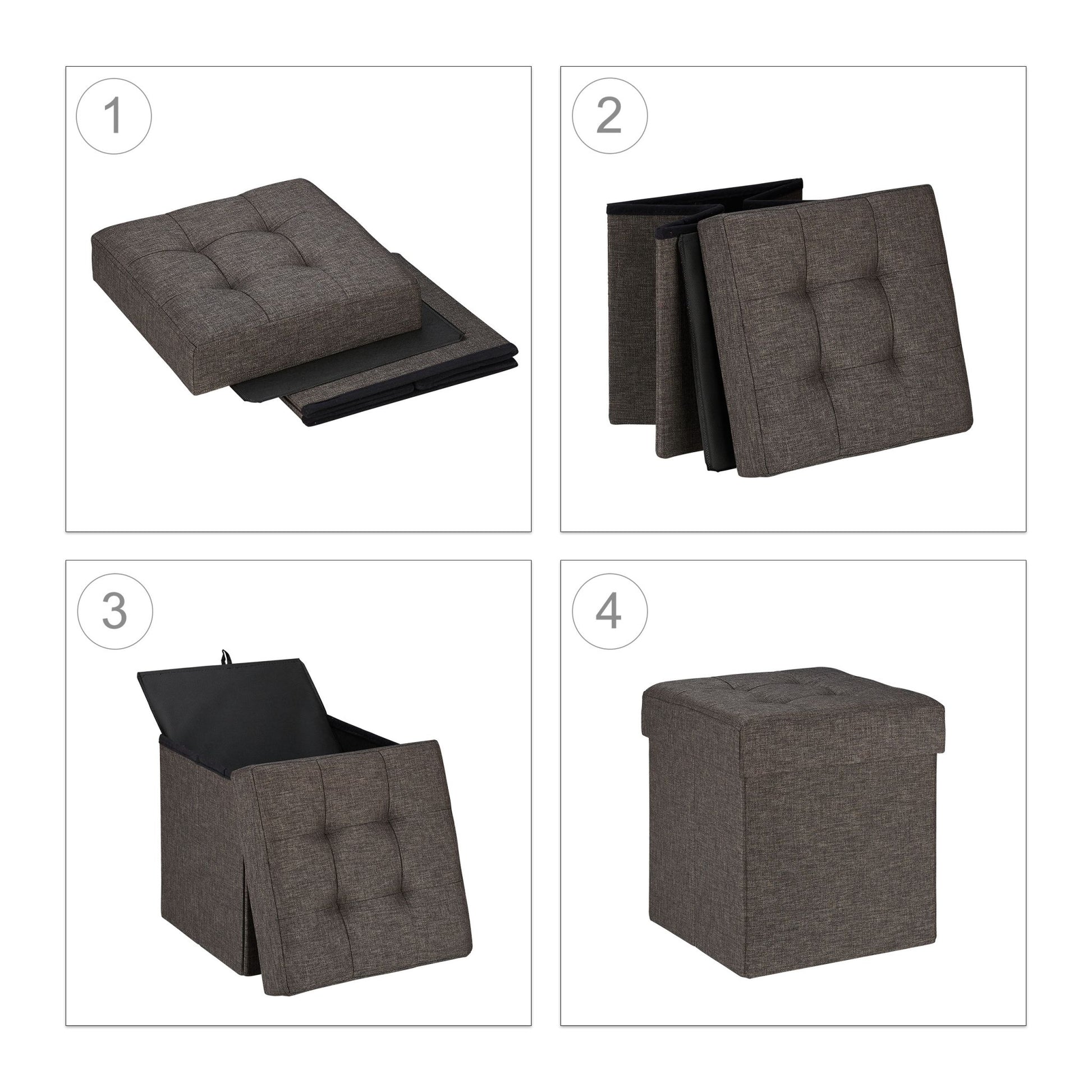 Sitzhocker mit Stauraum Braun von Relaxdays