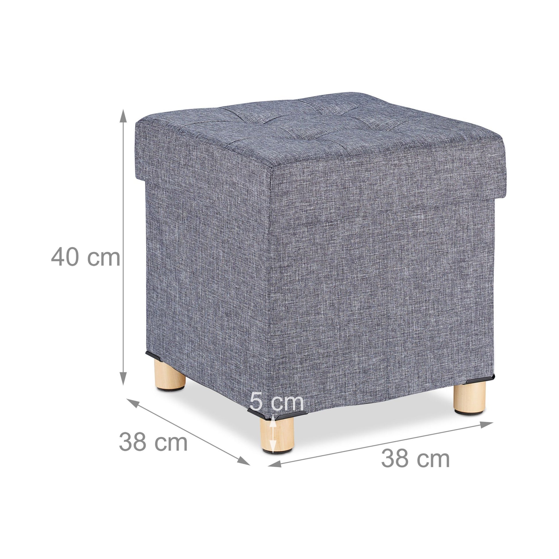 Sitzhocker mit Stauraum Hellbraun-Grau von Relaxdays