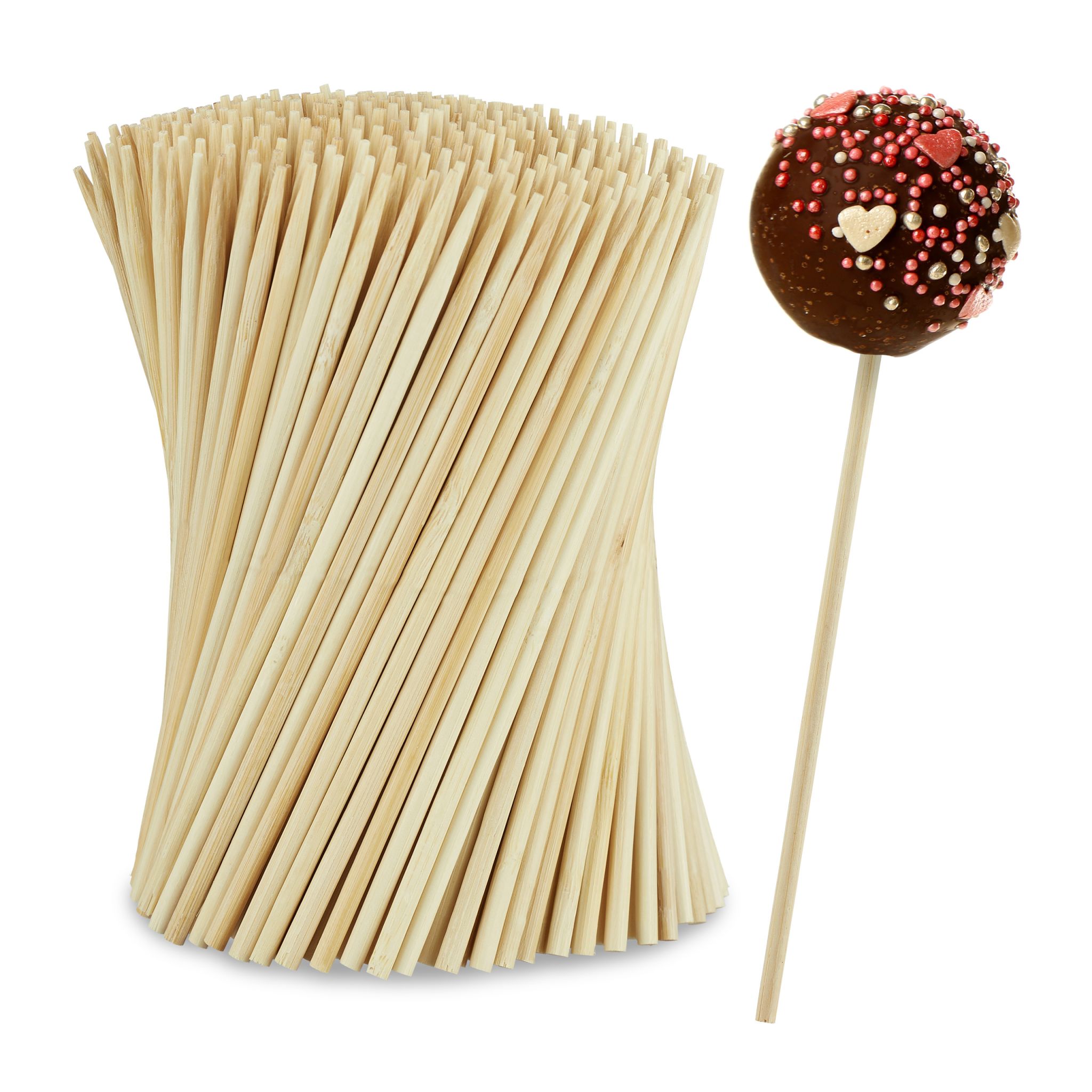 Cake Pop Stiel Bambus 400er-Set Hellbraun von Relaxdays